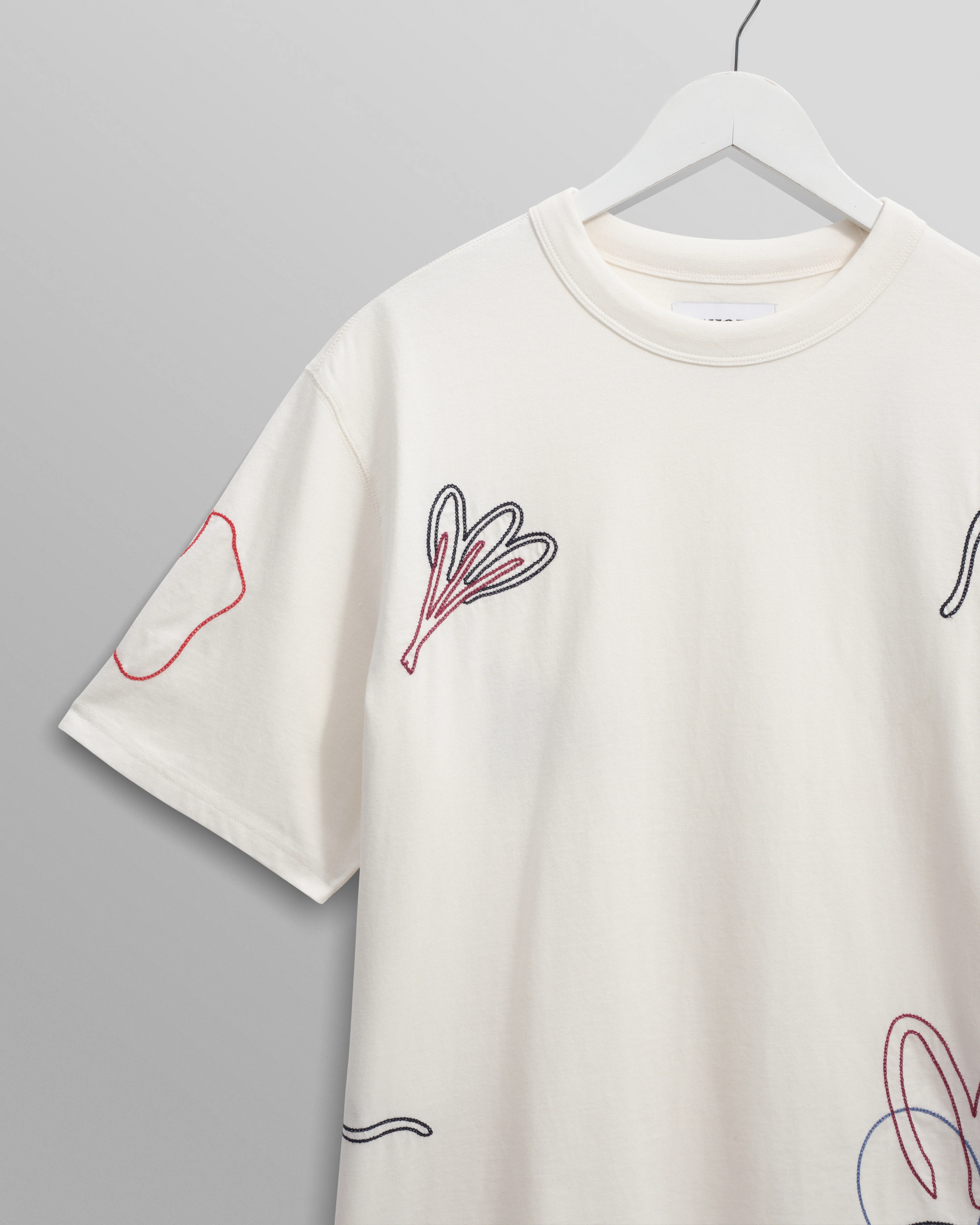 Milton - Ecru Embroidered Organic Cotton T-Shirt - Image 10