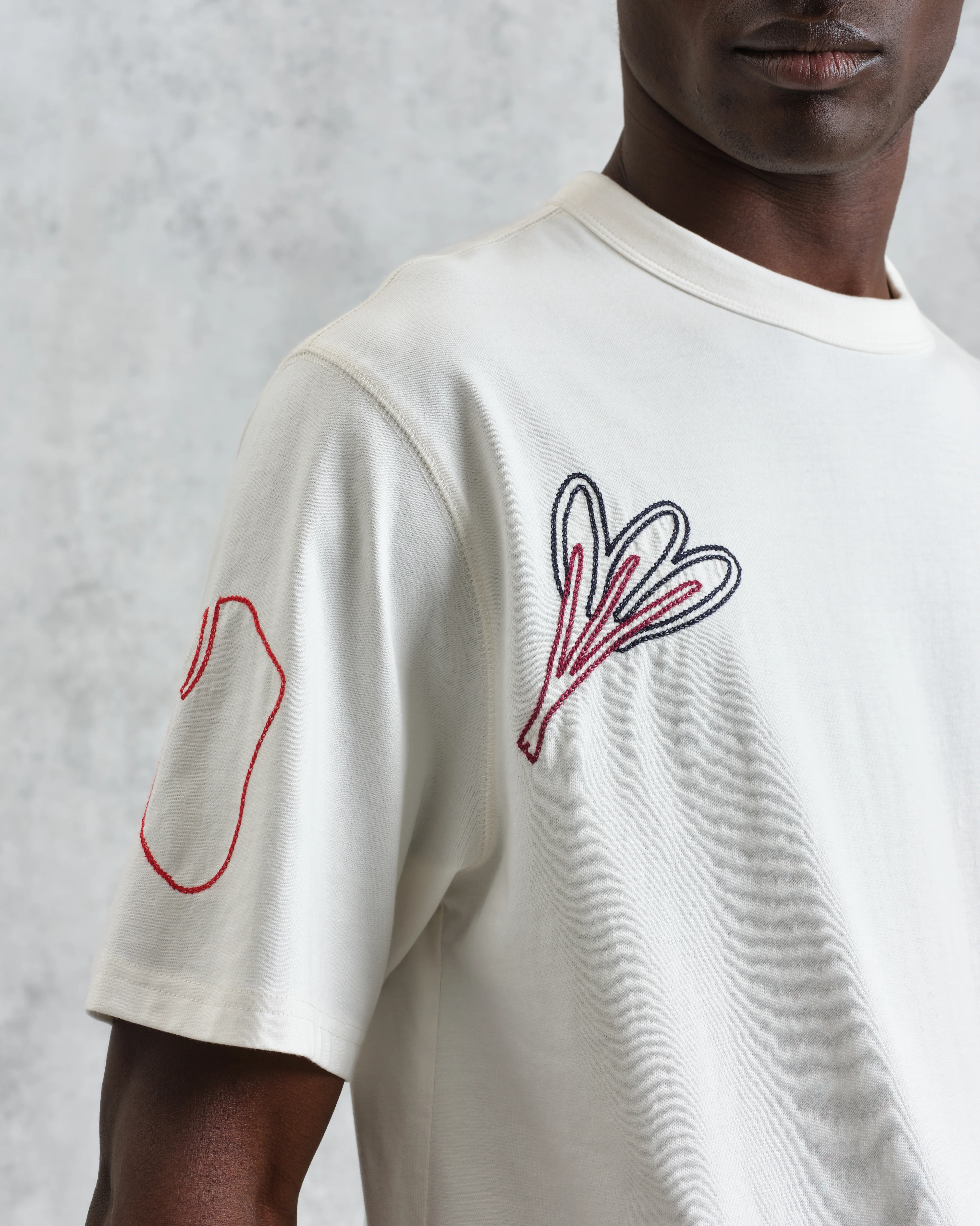 Milton - Ecru Embroidered Organic Cotton T-Shirt - Image 4