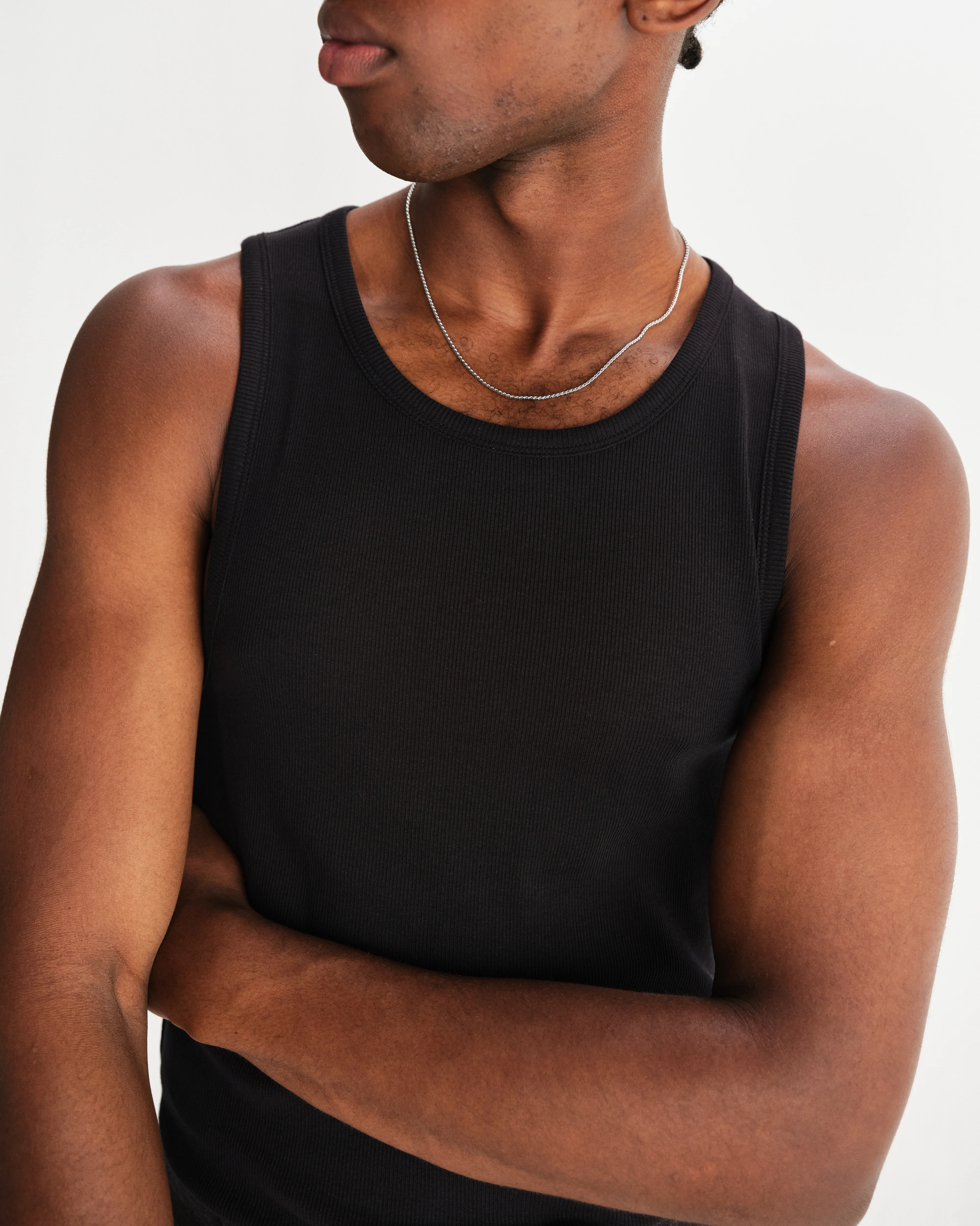 Montague - Black Ribbed Organic Cotton Vest - Image 3