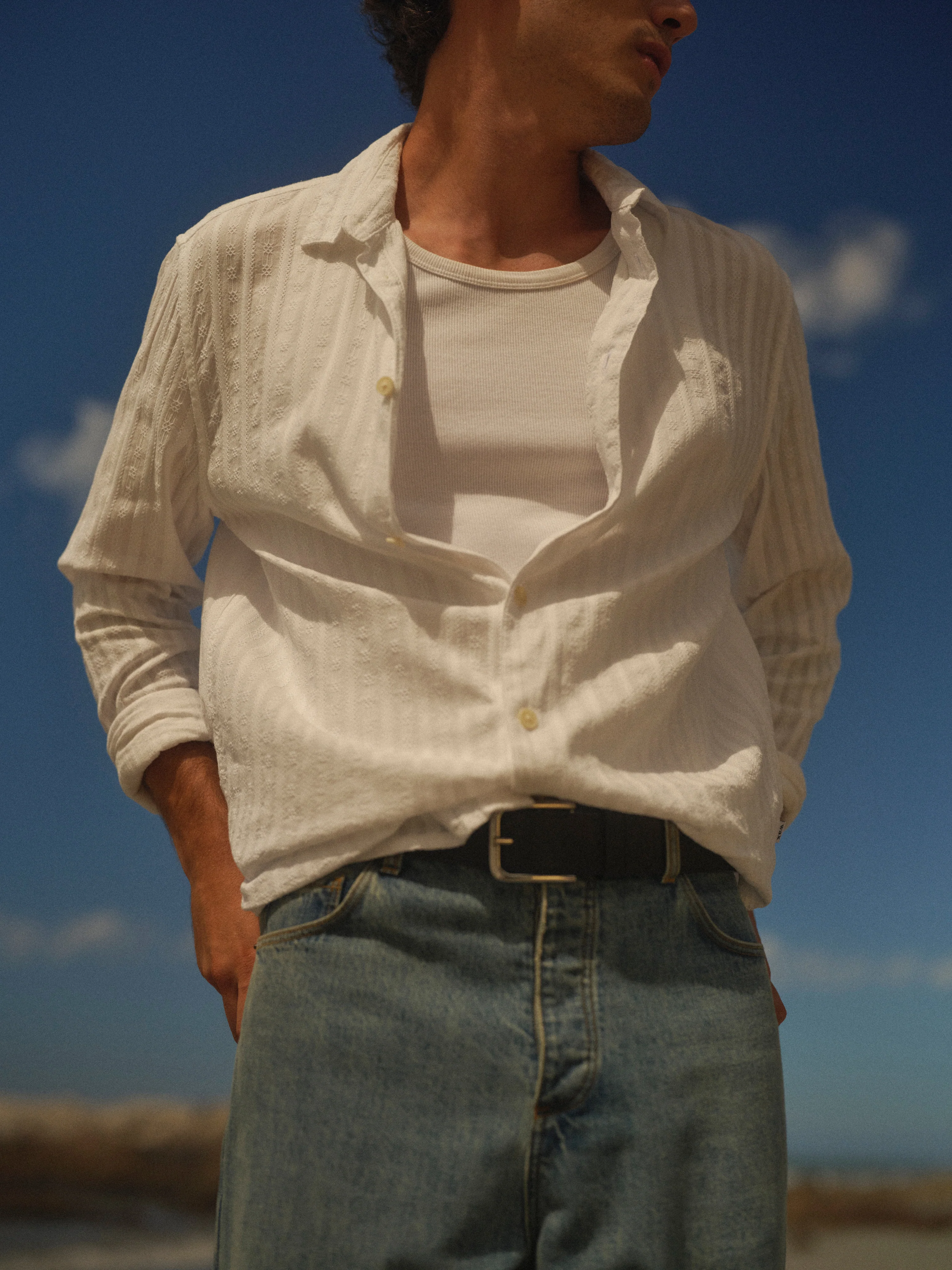 Montague - Ecru Ribbed Organic Cotton Vest - Image 3