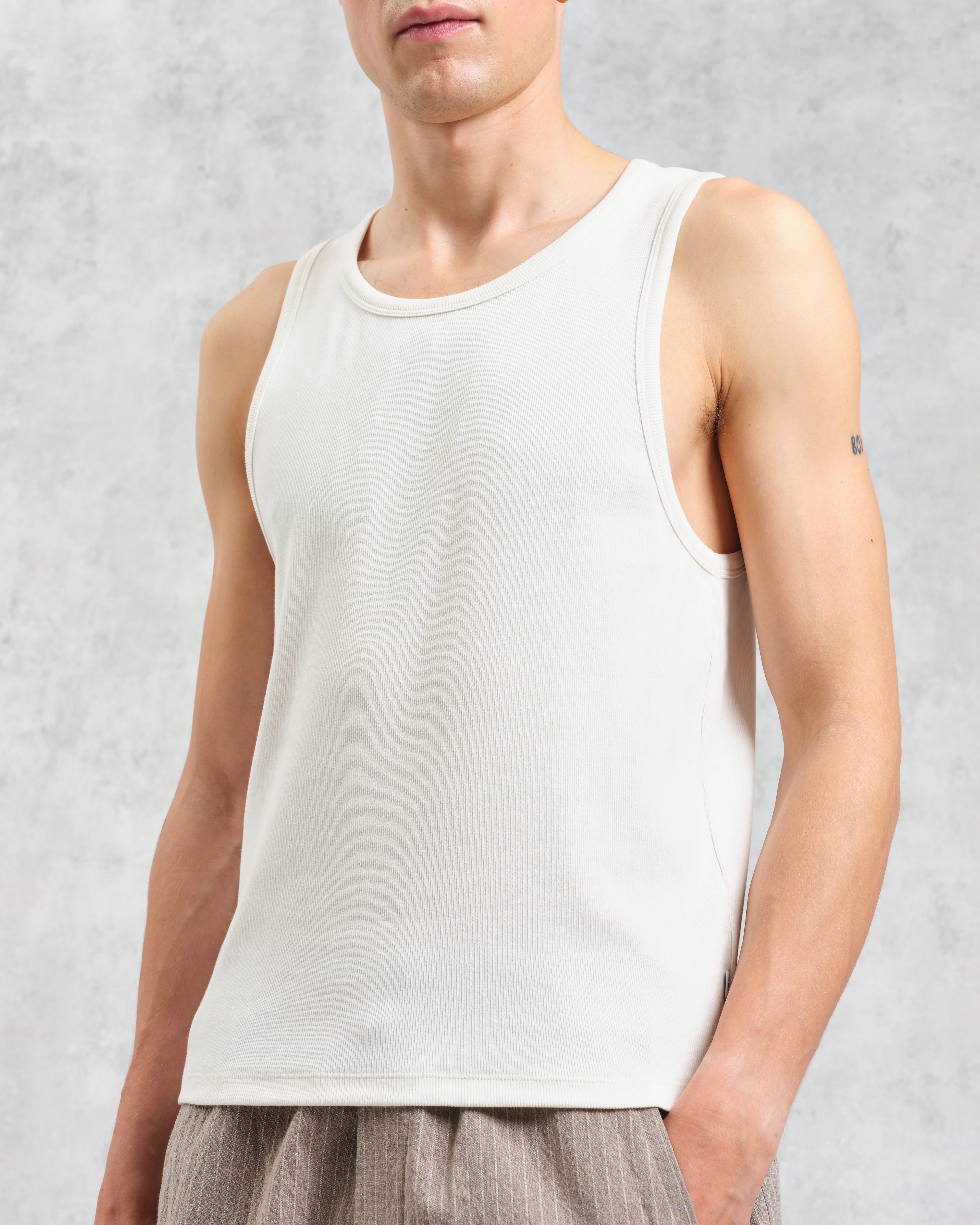 Montague - Ecru Ribbed Organic Cotton Vest - Image 4