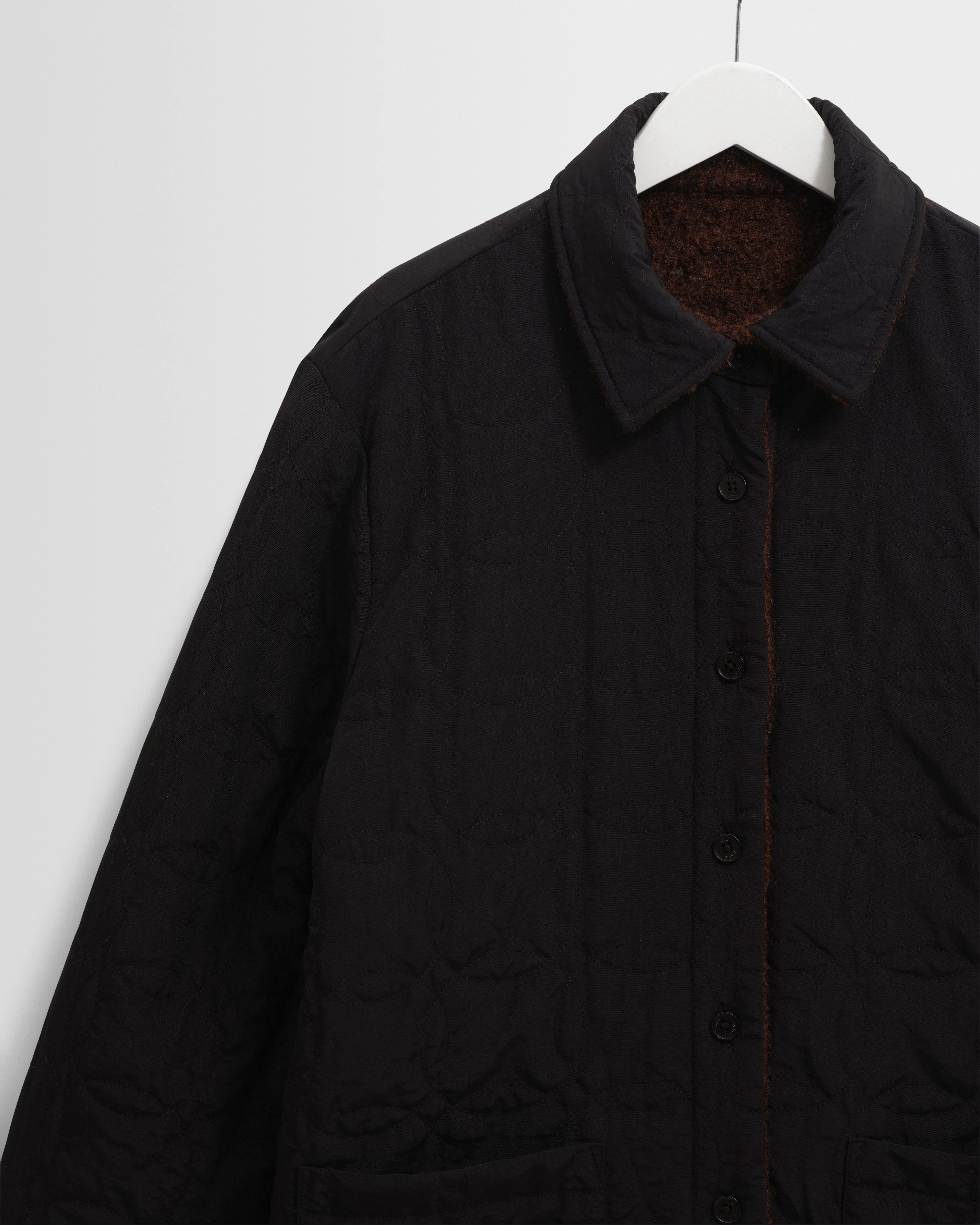 Mount - Brown Reversible Boucle Wool Overshirt - Image 11