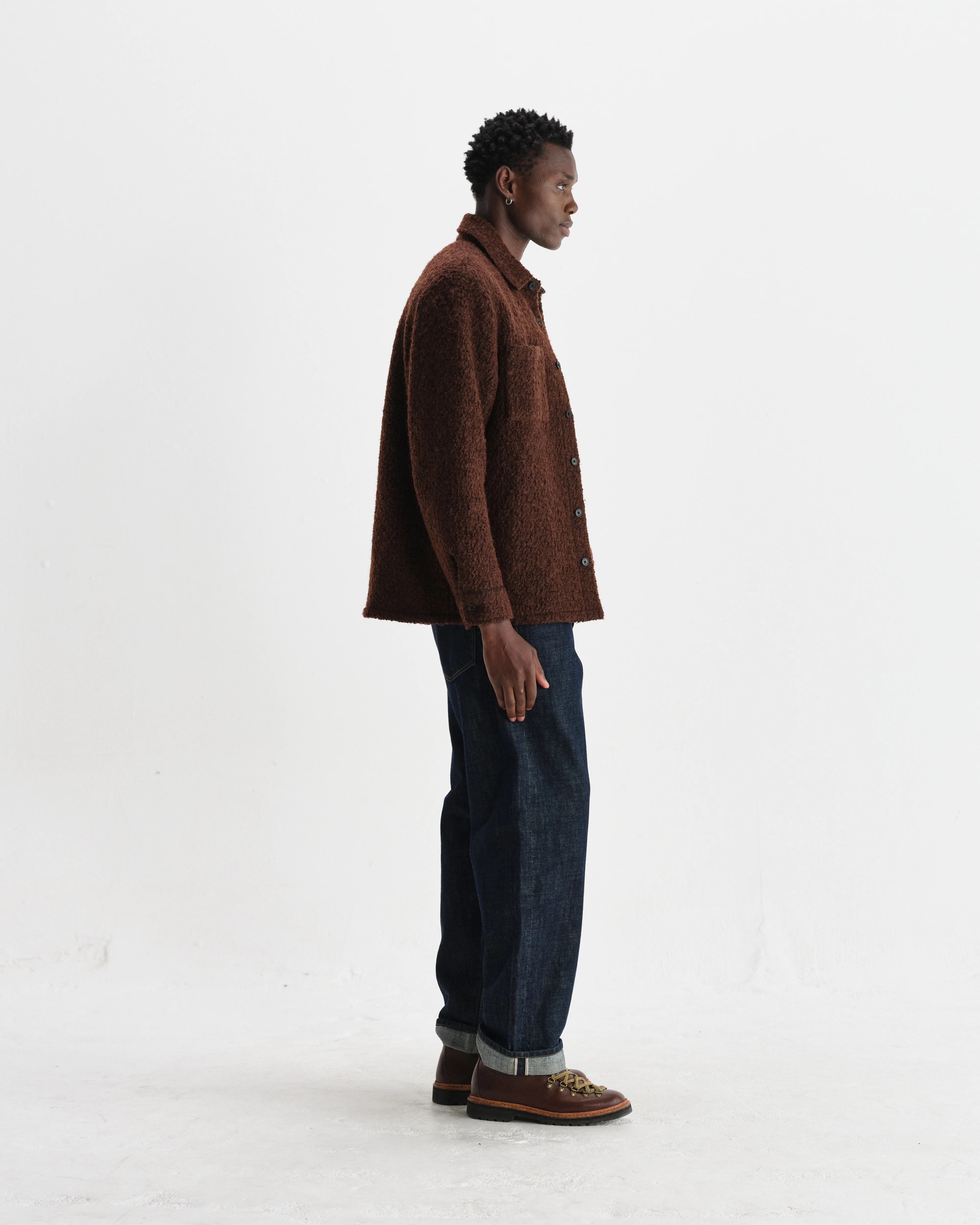 Mount - Brown Reversible Boucle Wool Overshirt - Image 7