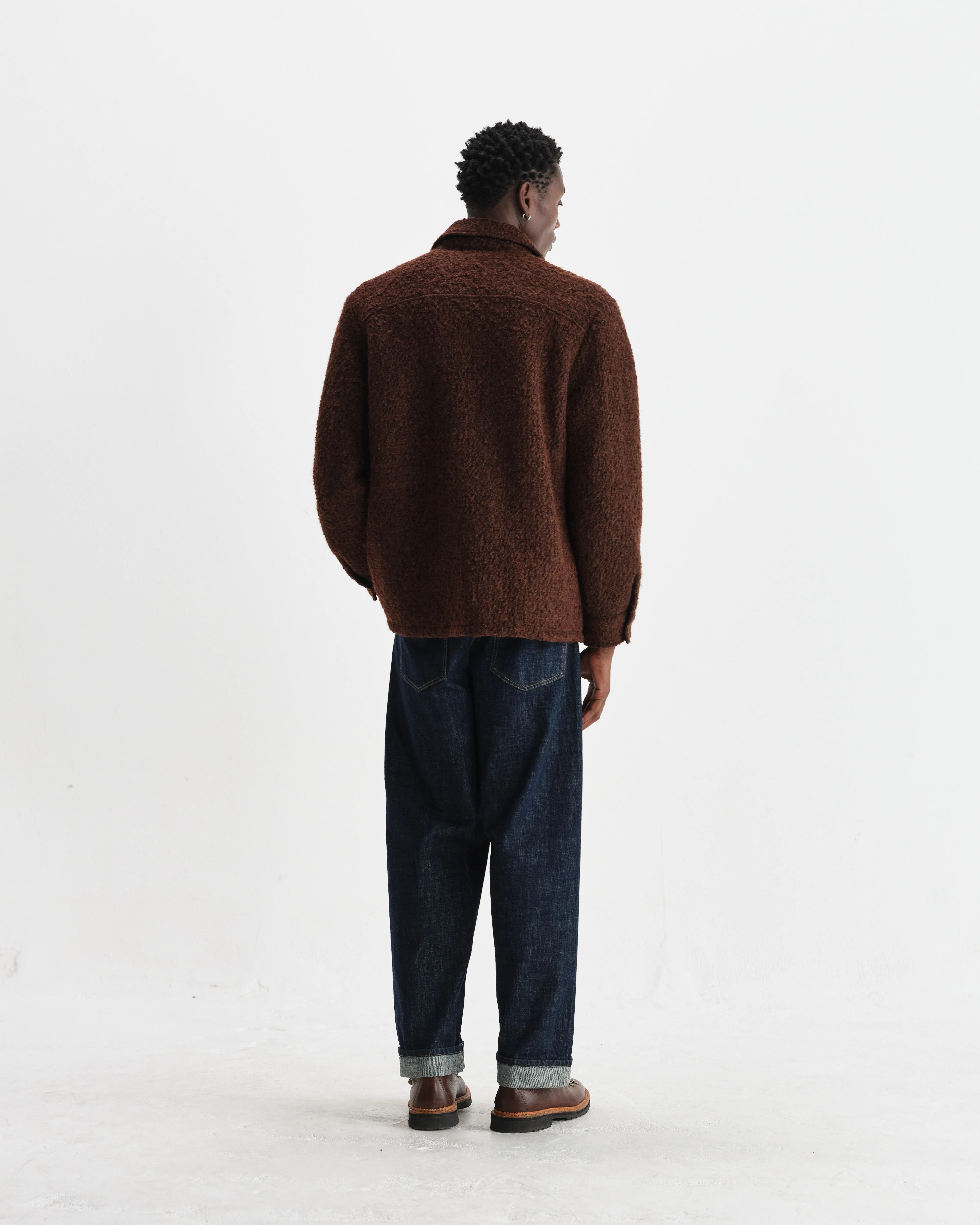 Mount - Brown Reversible Boucle Wool Overshirt - Image 8