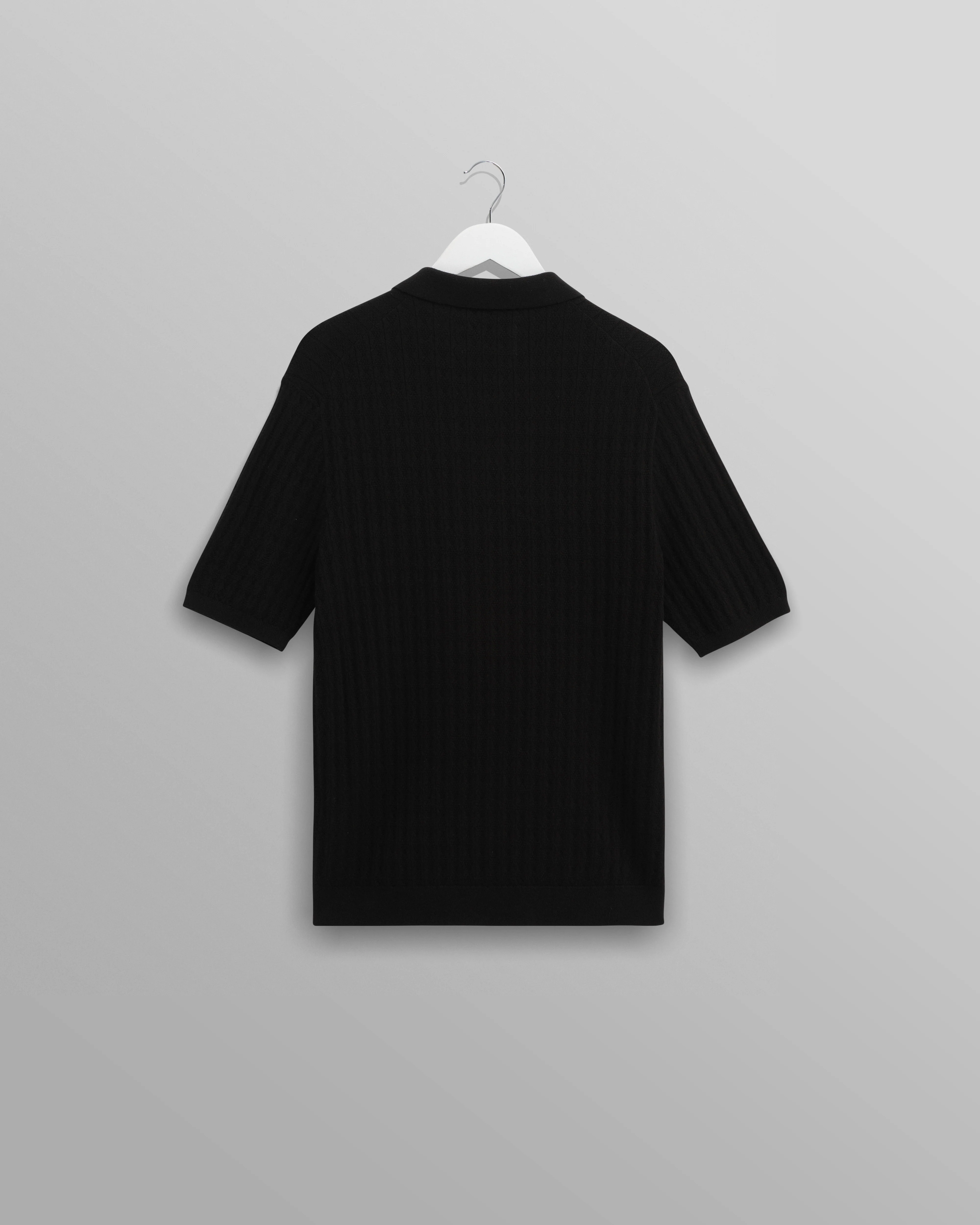 Naples - Black Diamond Stripe Knitted Polo - Image 7