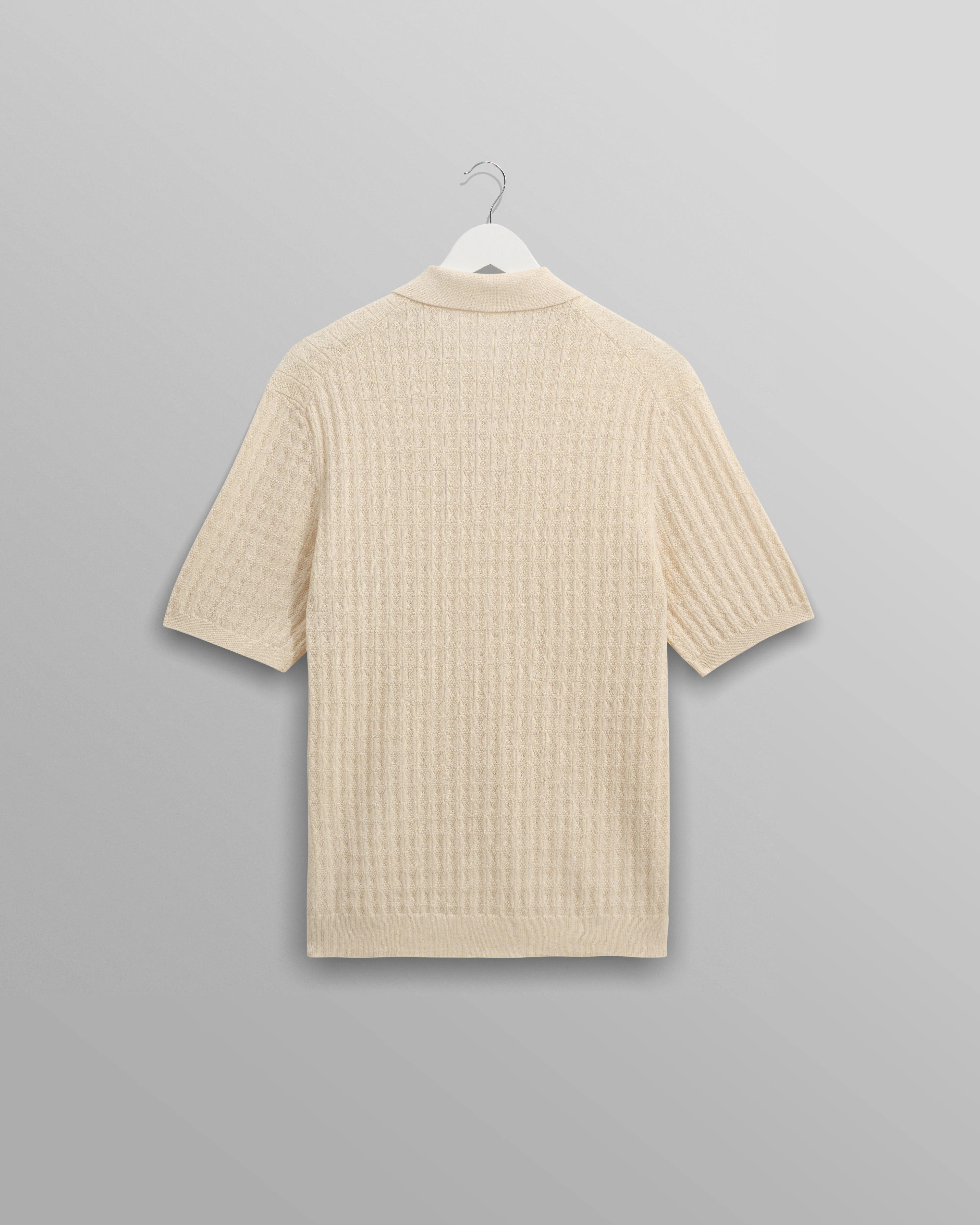 Naples - Ecru Diamond Stripe Knitted Polo - Image 7