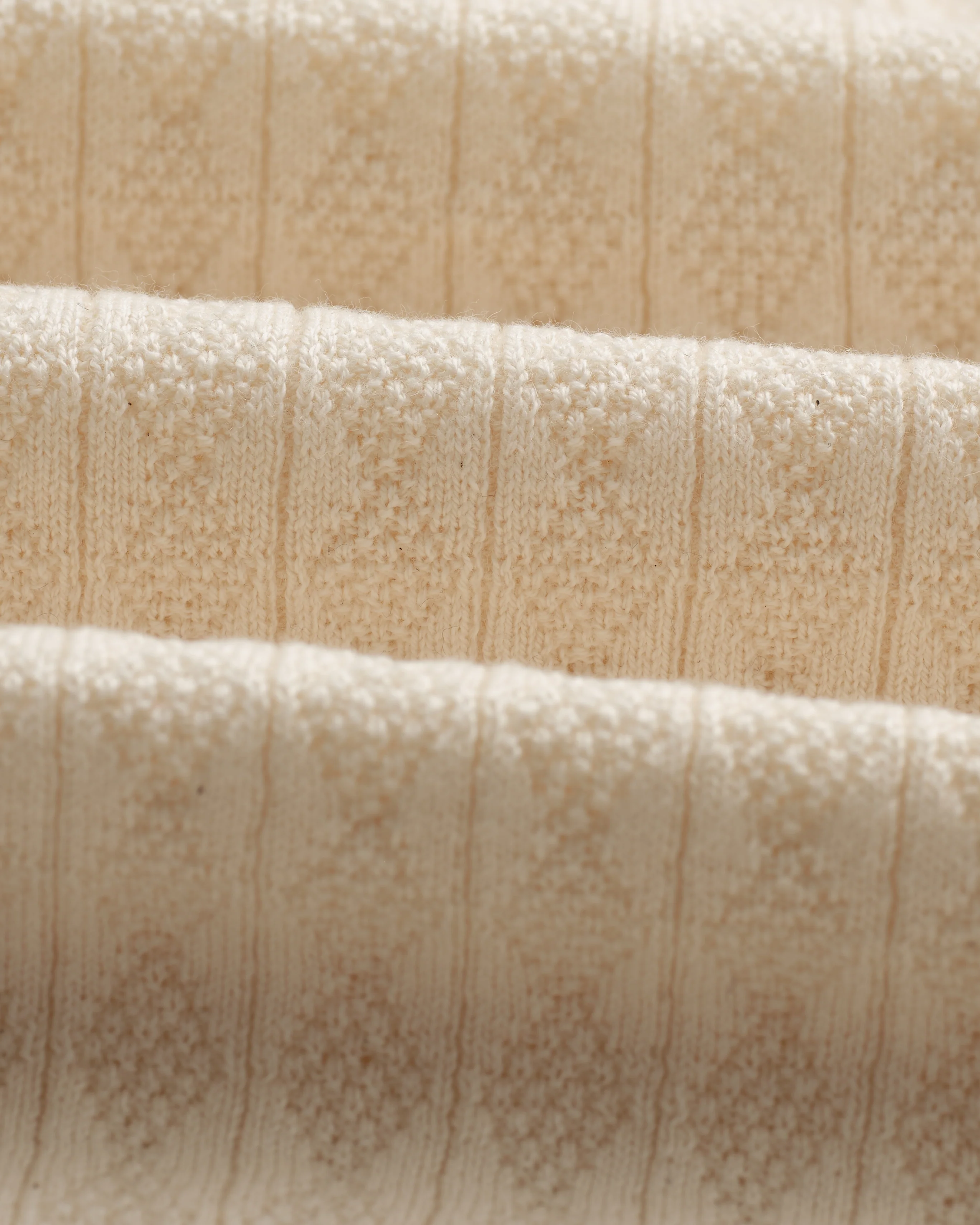 Naples - Ecru Diamond Stripe Knitted Polo - Image 8