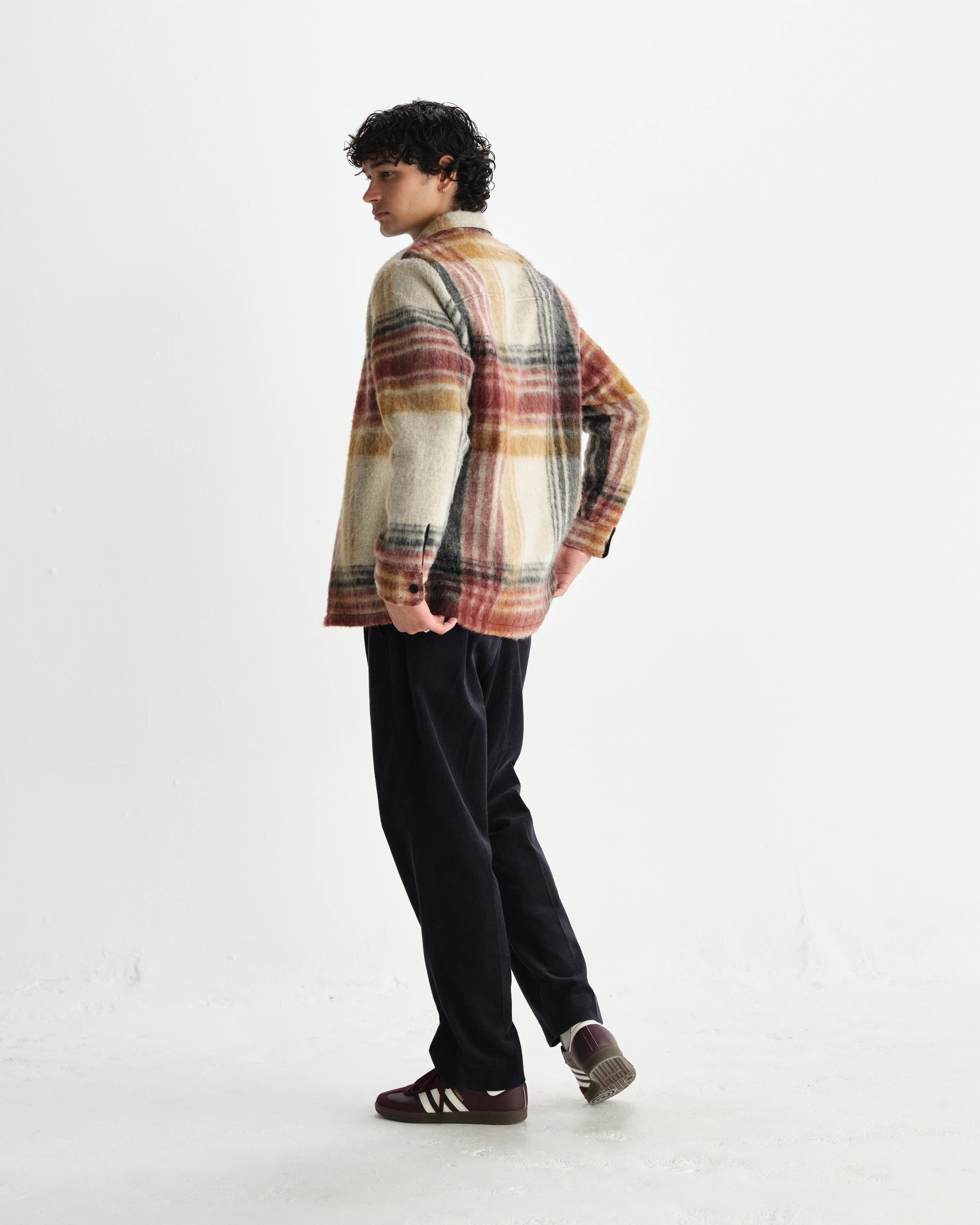 Nolan - Natural And Multicolour Check Wool Overshirt - Image 6