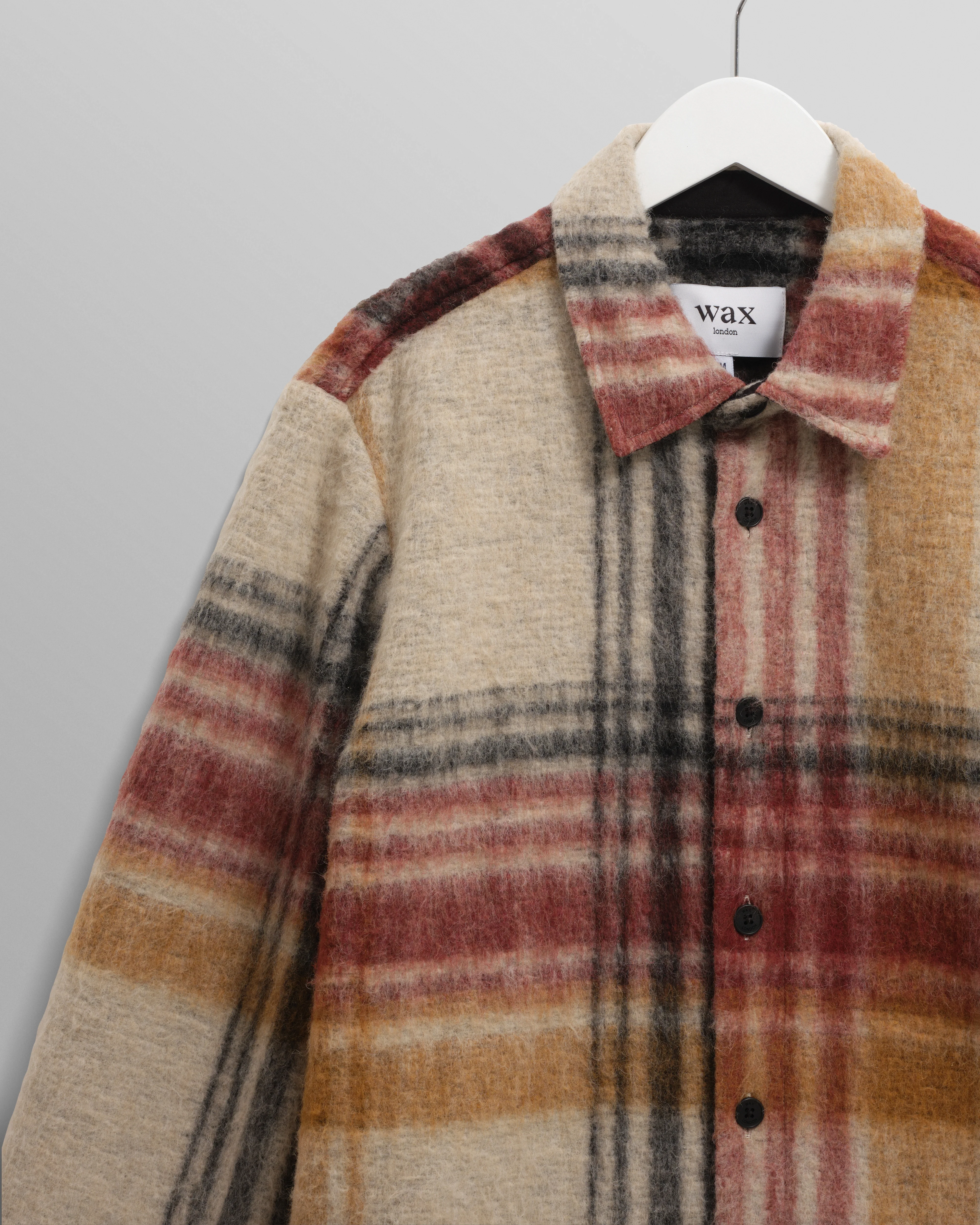 Nolan - Natural And Multicolour Check Wool Overshirt - Image 7