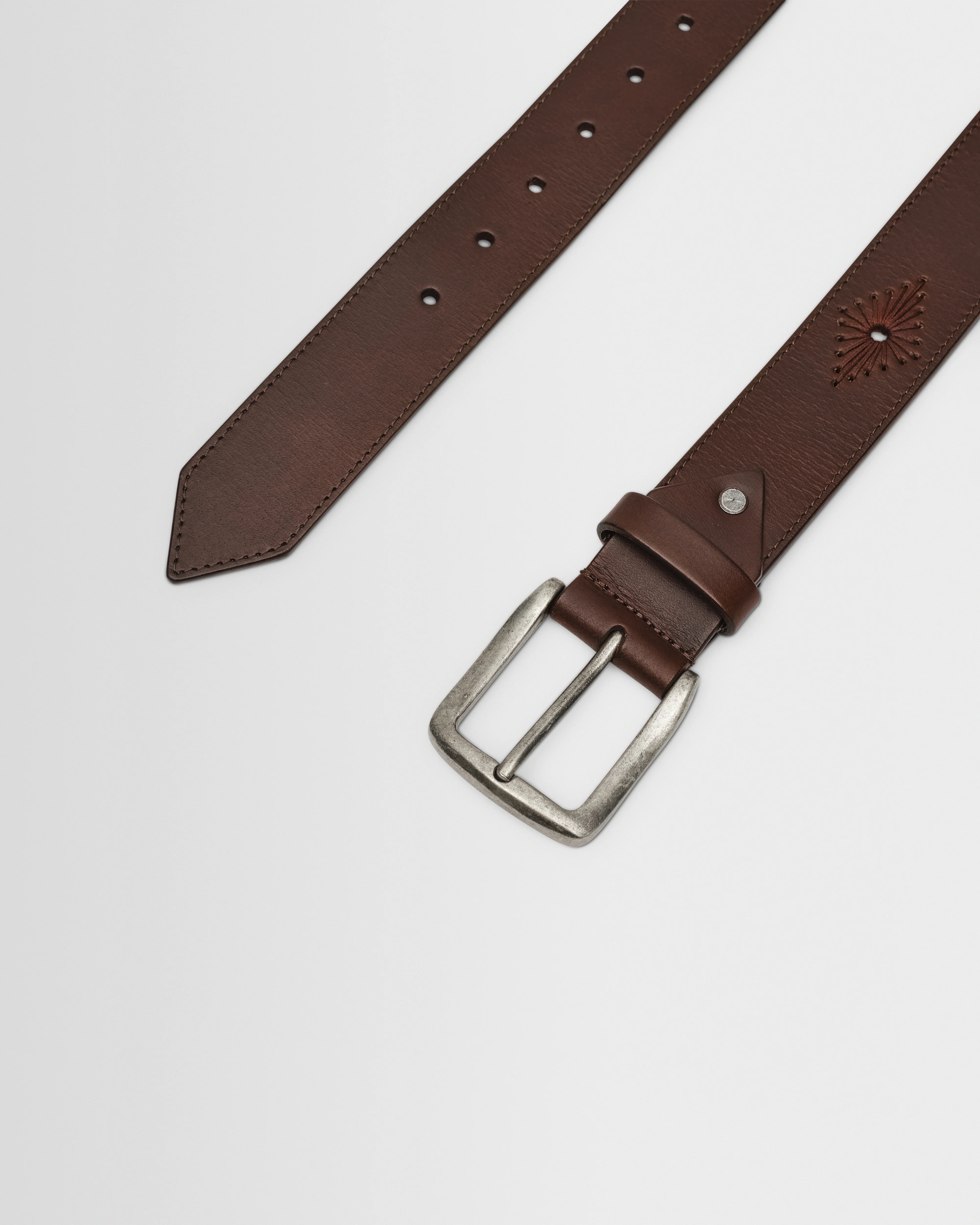 Paton - Brown Embroidered Leather Belt - Image 5