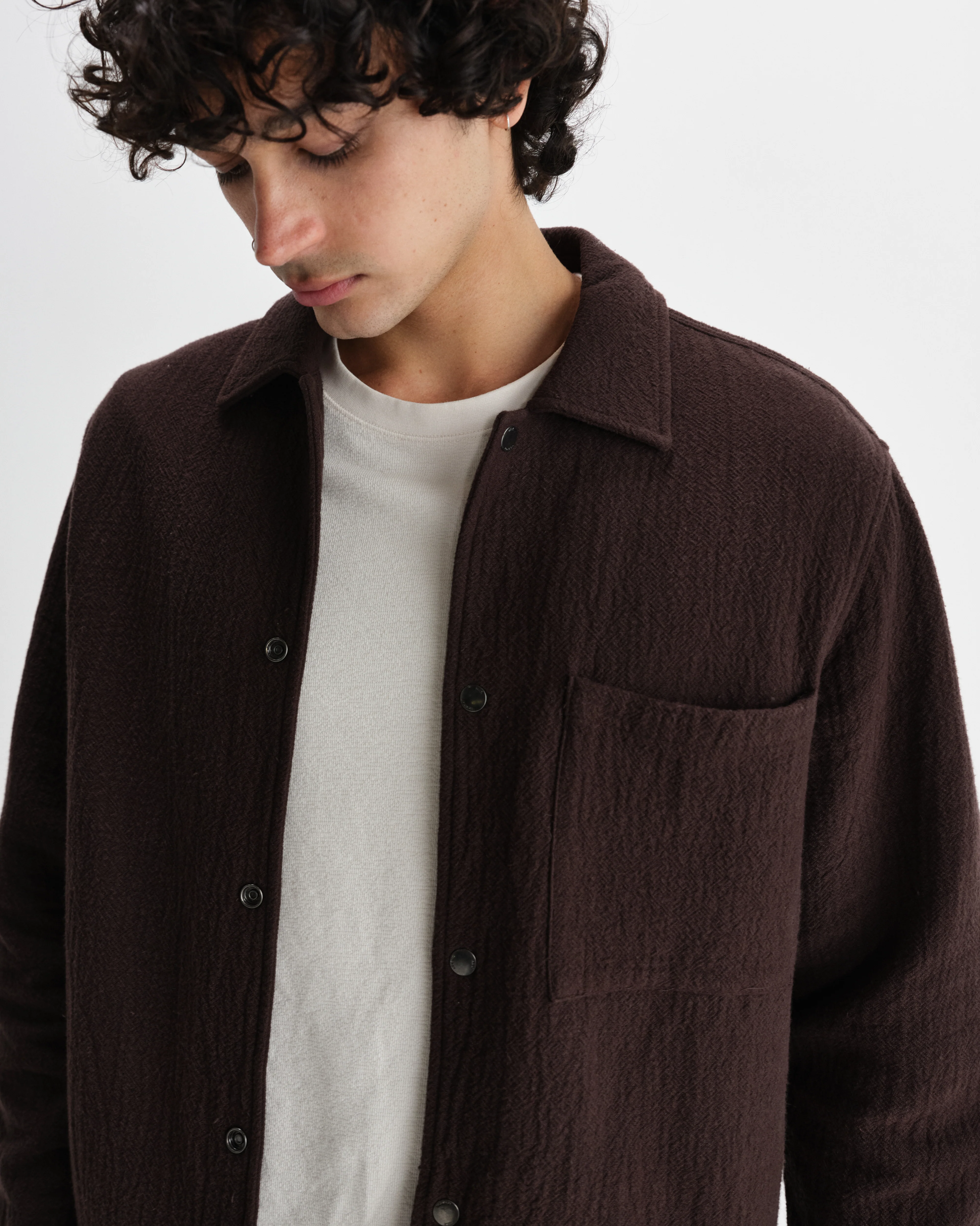 Romer - Dark Brown Heavy Crinkle Cotton Overshirt - Image 3