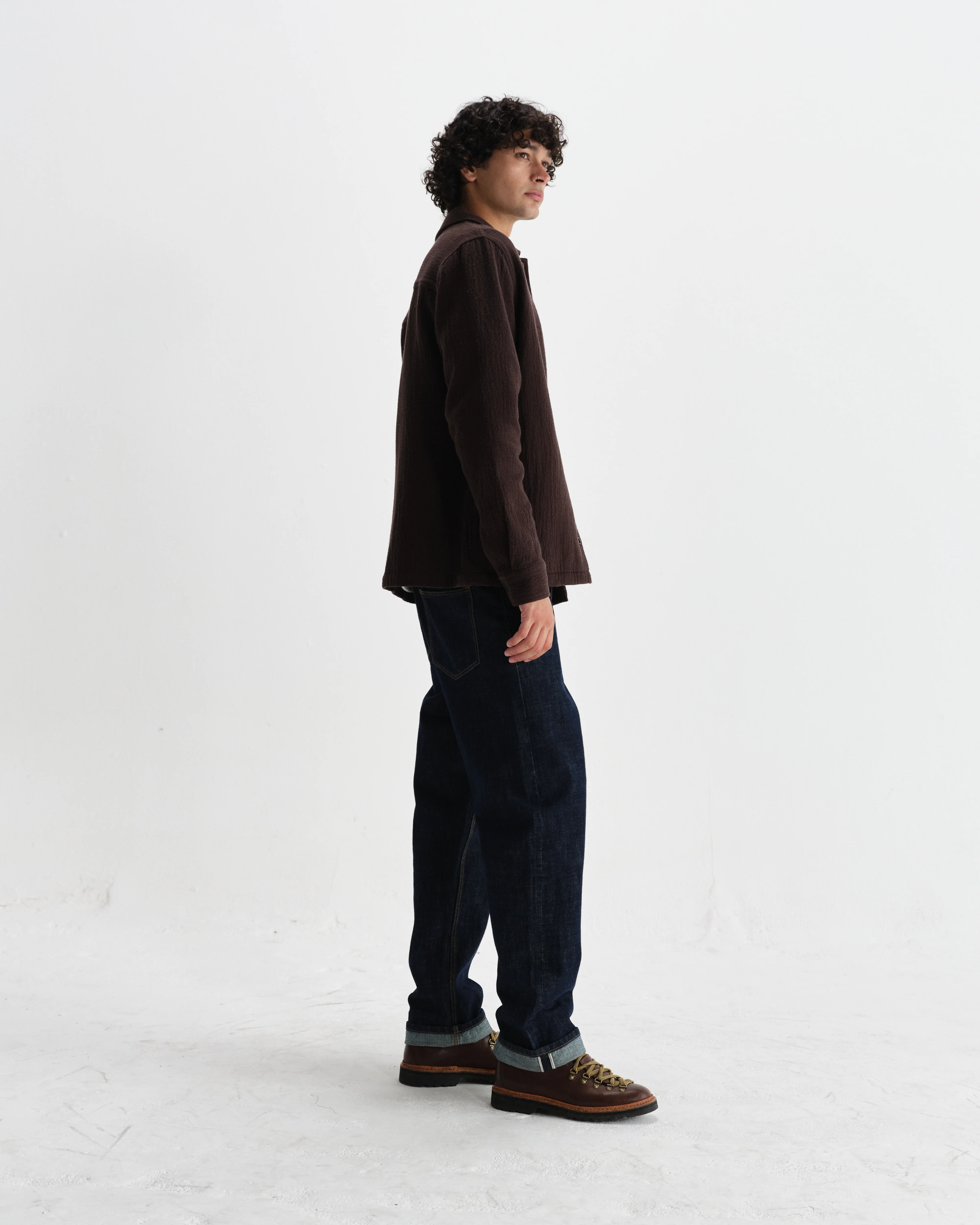 Romer - Dark Brown Heavy Crinkle Cotton Overshirt - Image 5