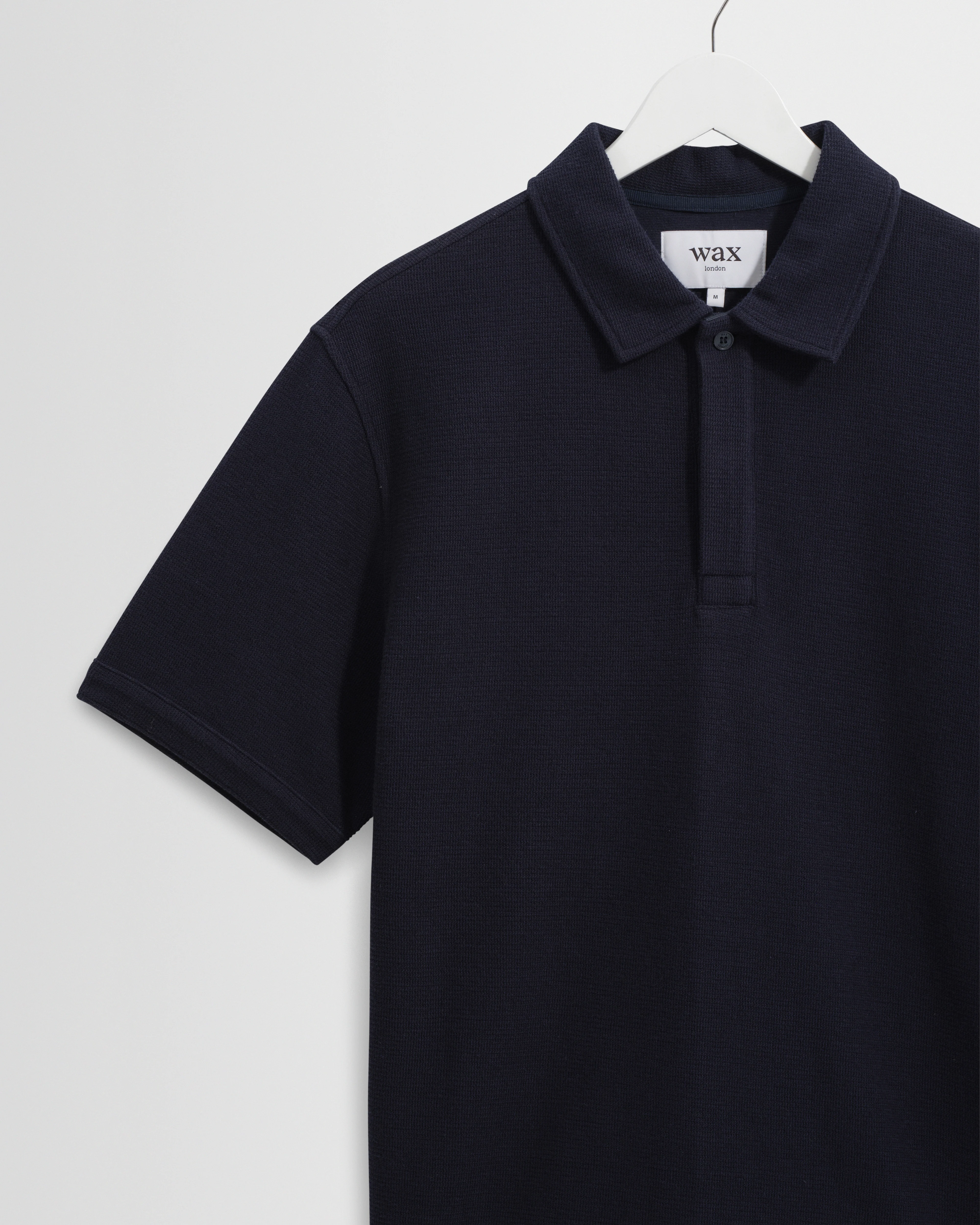 Shore - Navy Textured Organic Cotton Polo Shirt - Image 7
