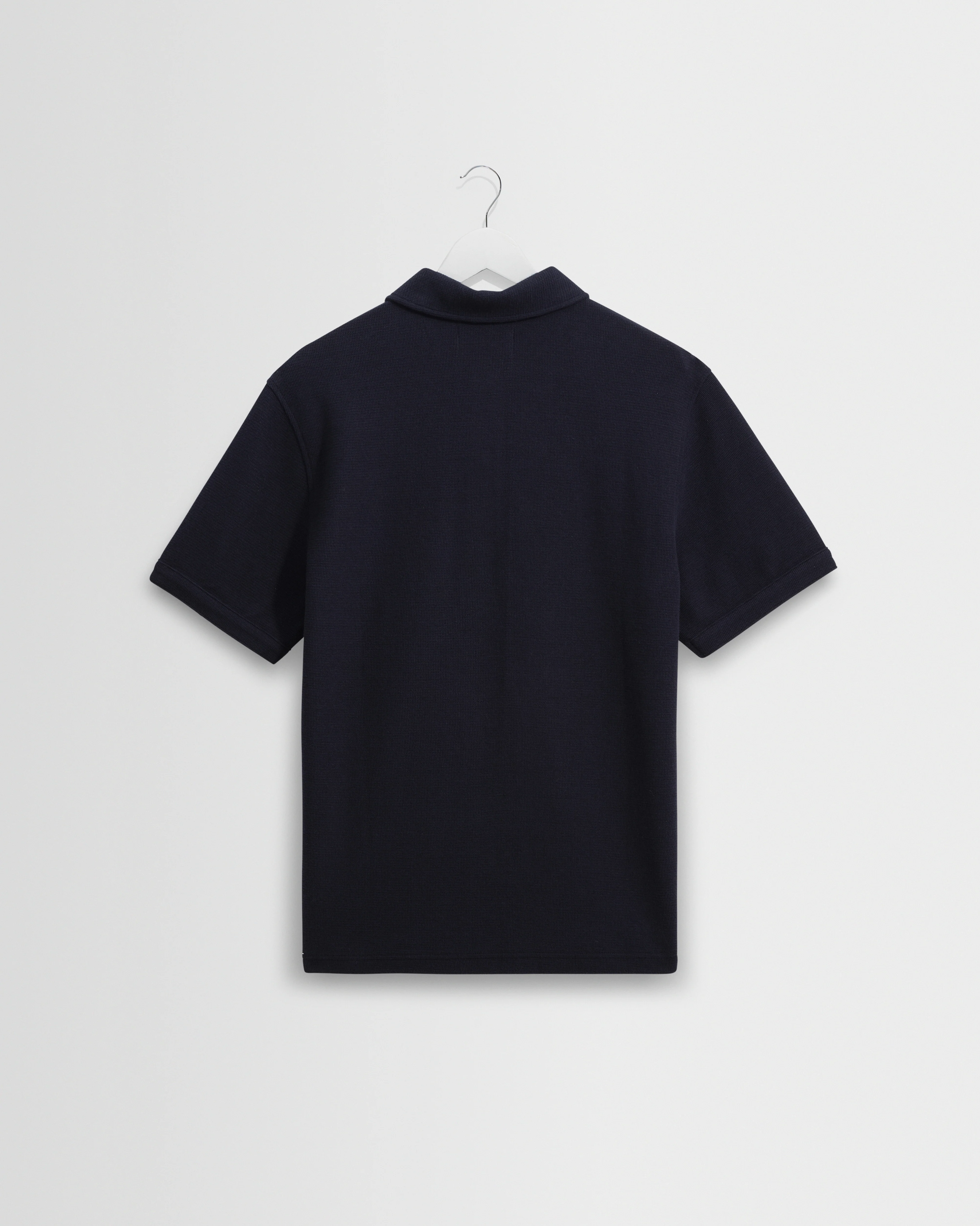 Shore - Navy Textured Organic Cotton Polo Shirt - Image 8