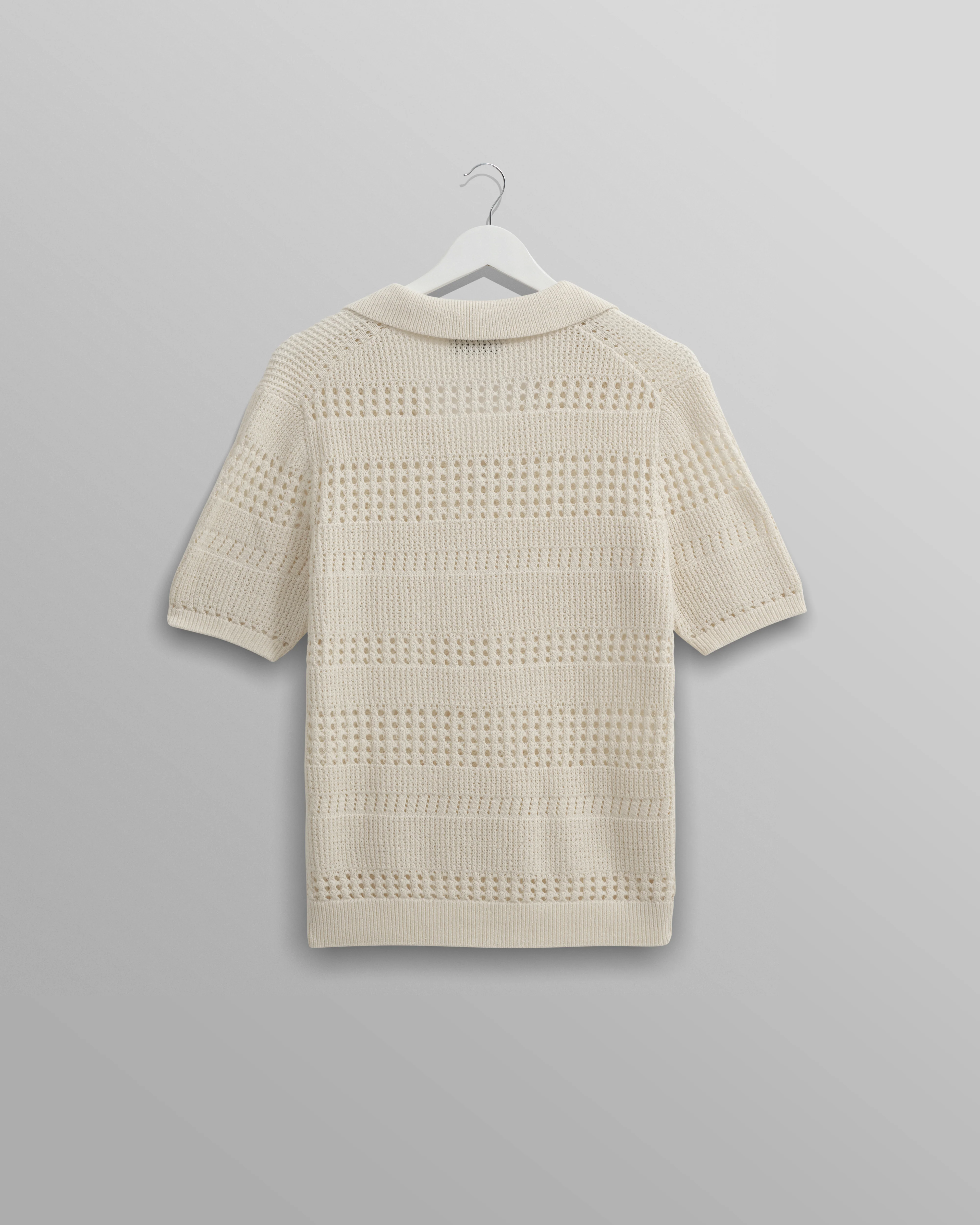 Siena - Ecru Pointelle Knitted Polo - Image 11