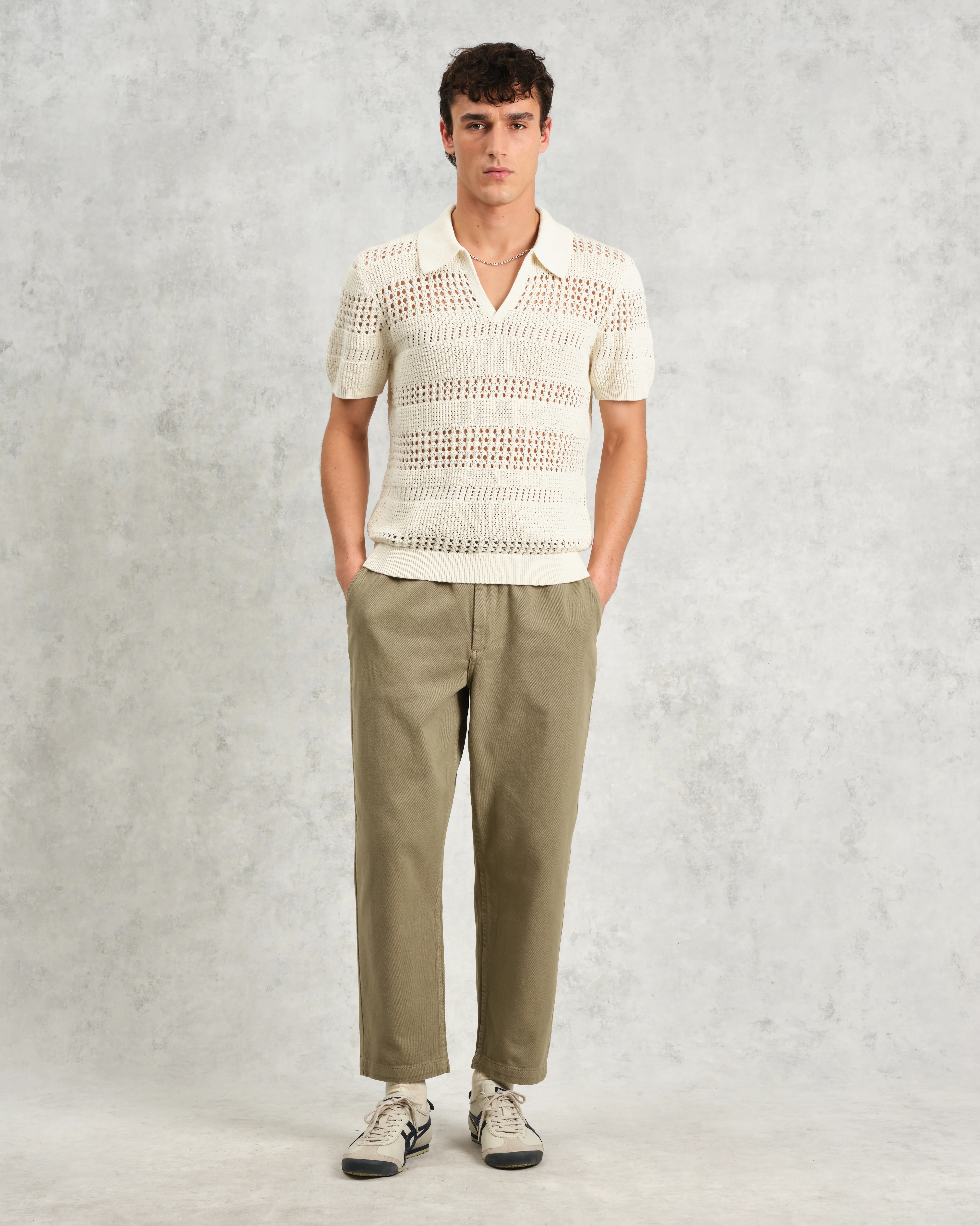 Siena - Ecru Pointelle Knitted Polo - Image 6