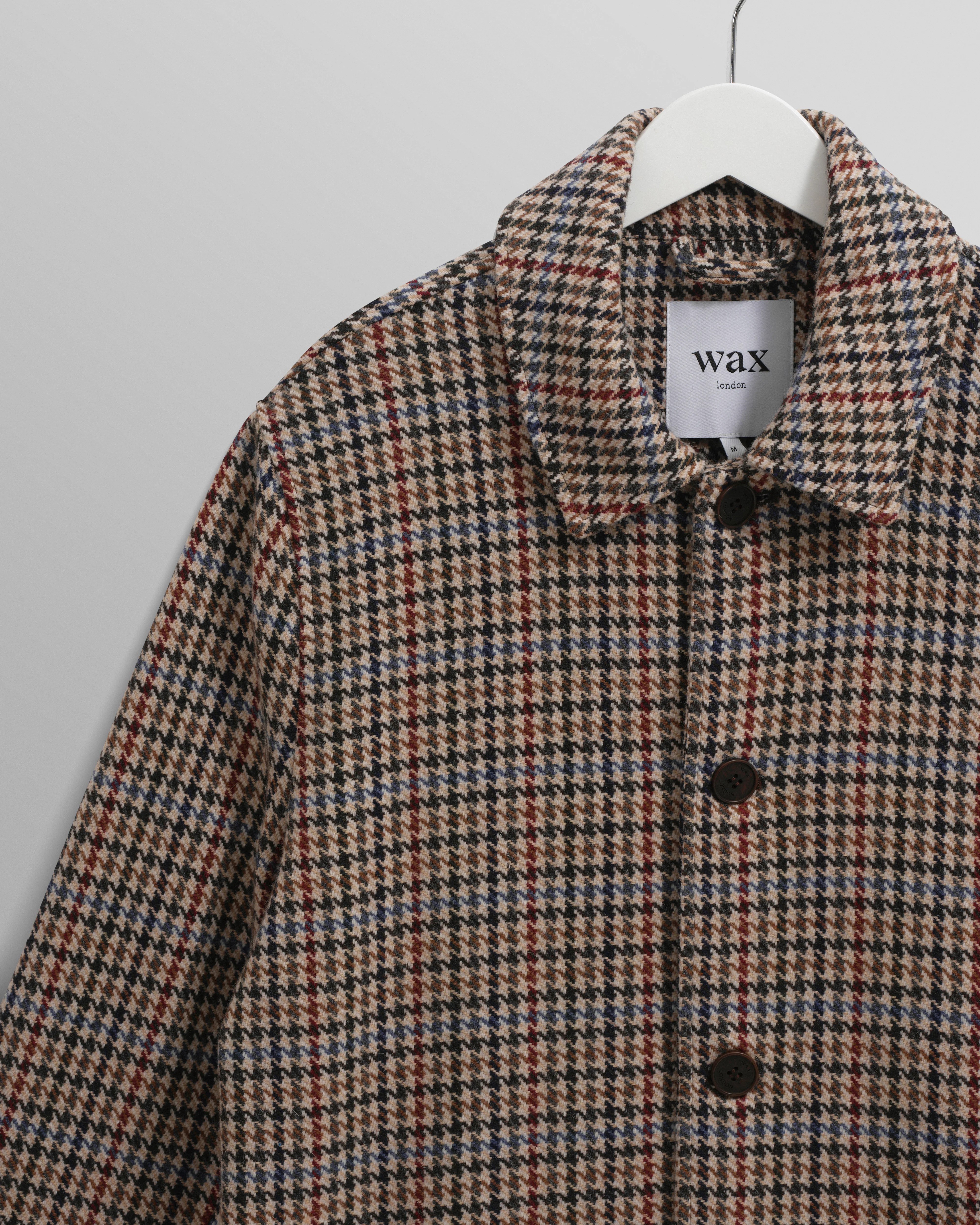 Stan - Natural Houndstooth Check Wool Car Coat - Image 7