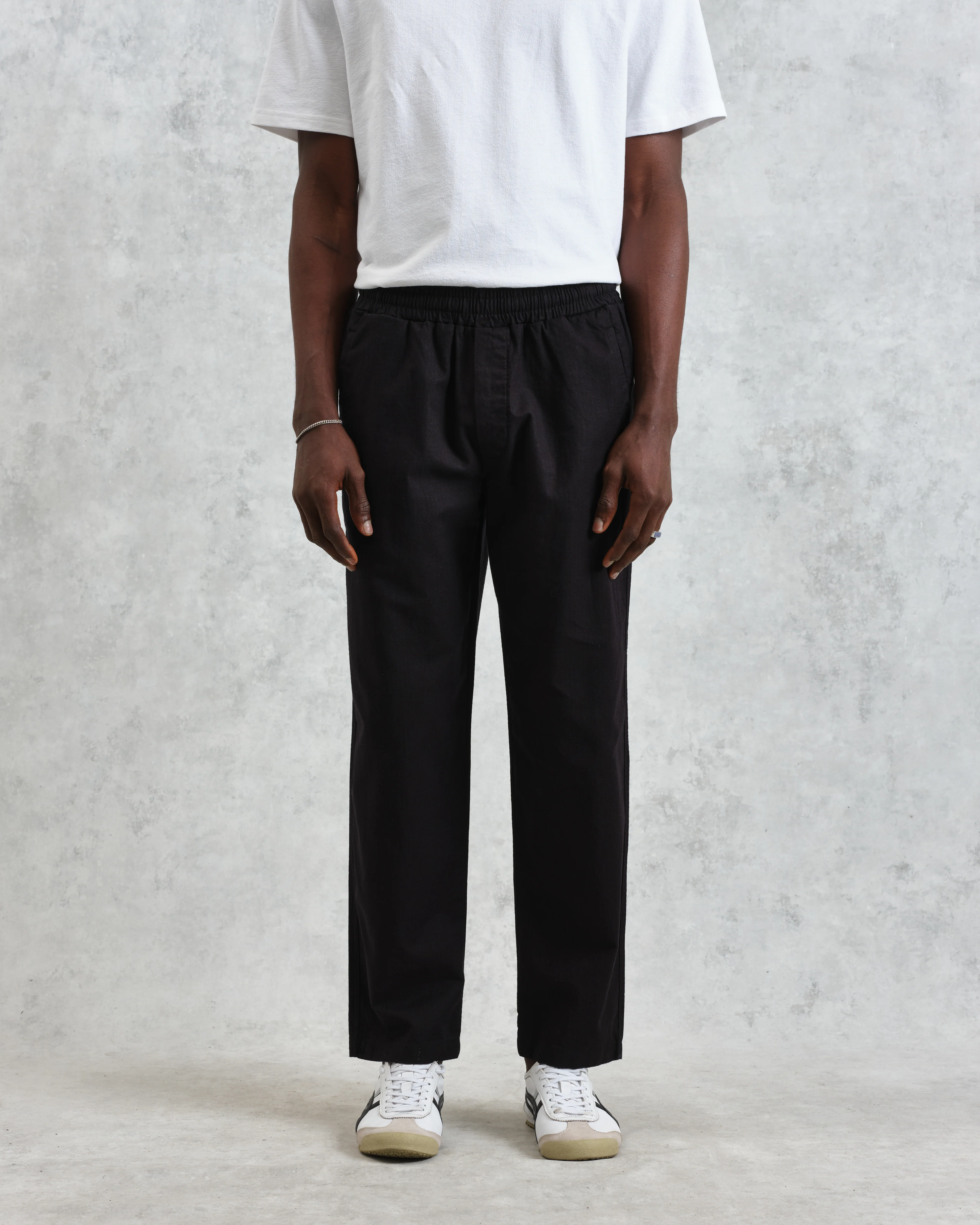 Tyne - Black Cotton-Linen Ripstop Trousers - Image 3