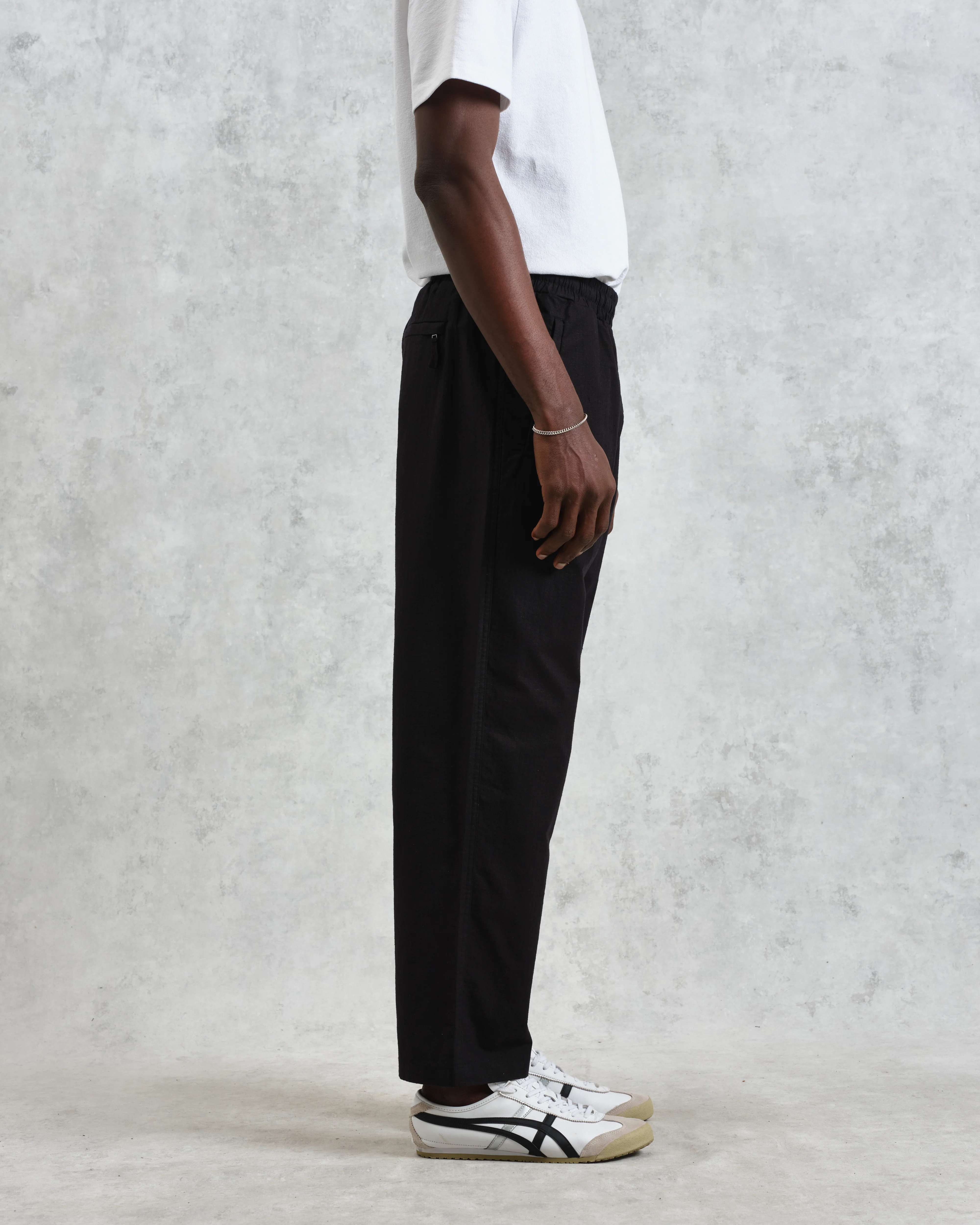 Tyne - Black Cotton-Linen Ripstop Trousers - Image 5