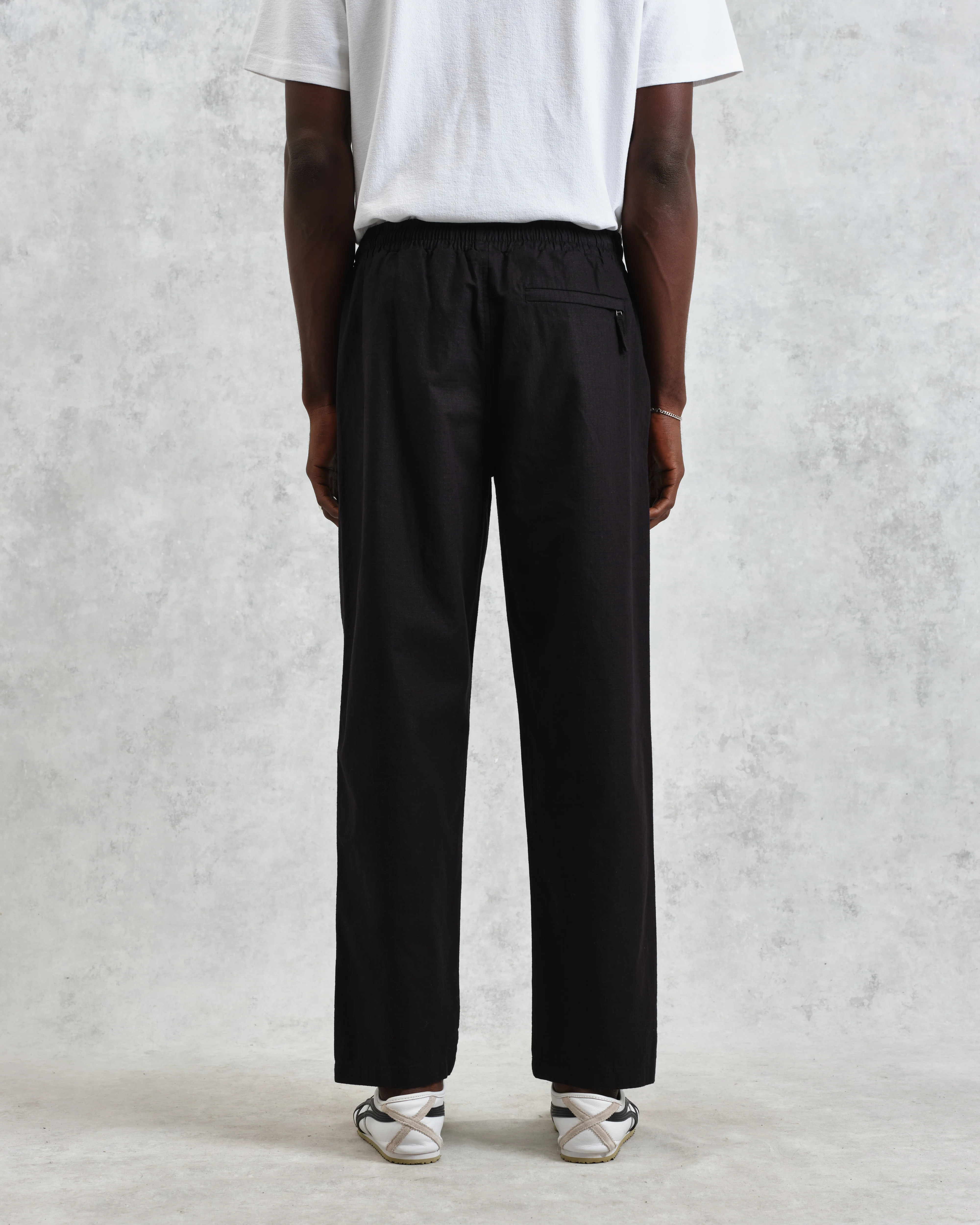 Tyne - Black Cotton-Linen Ripstop Trousers - Image 6