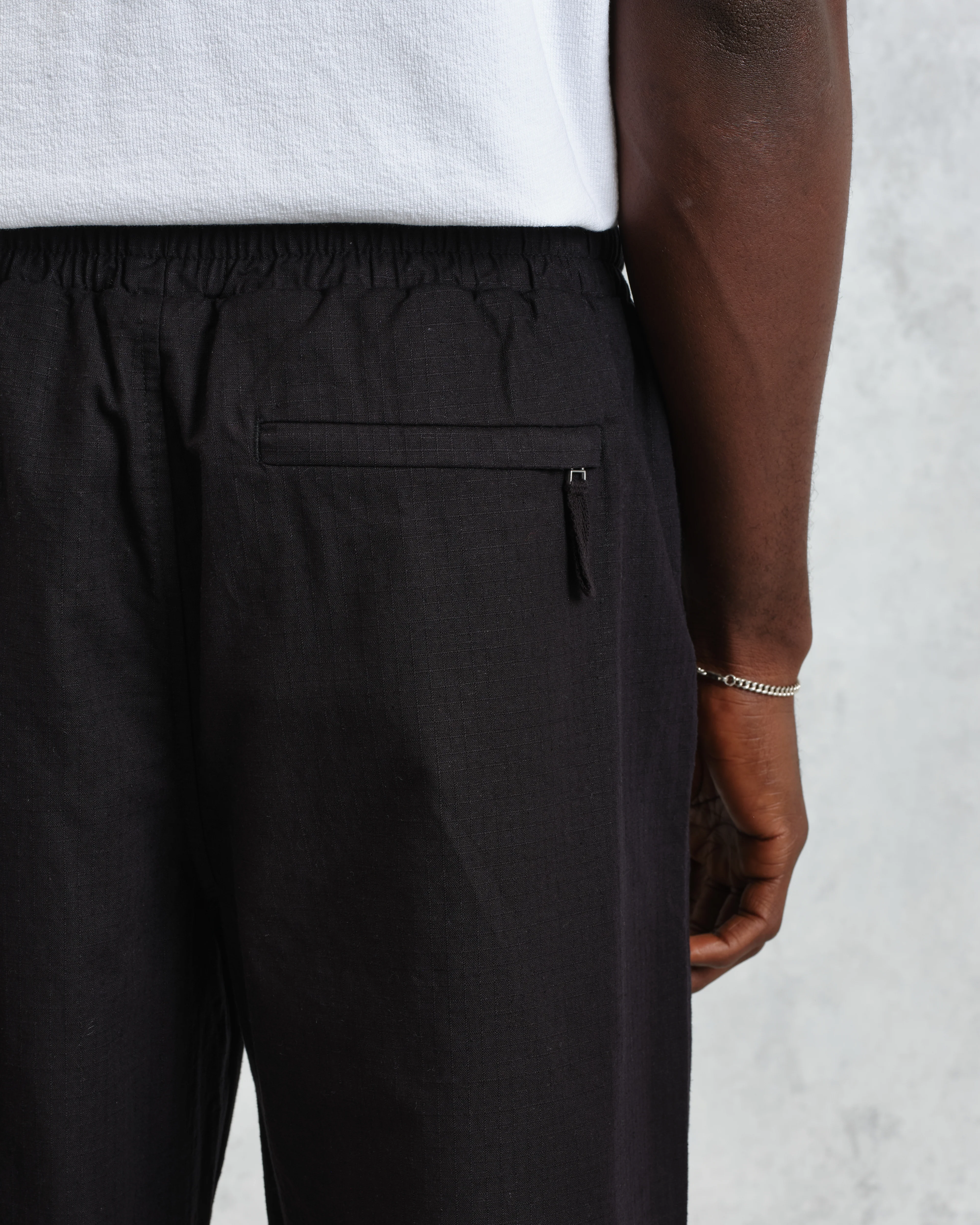 Tyne - Black Cotton-Linen Ripstop Trousers - Image 7
