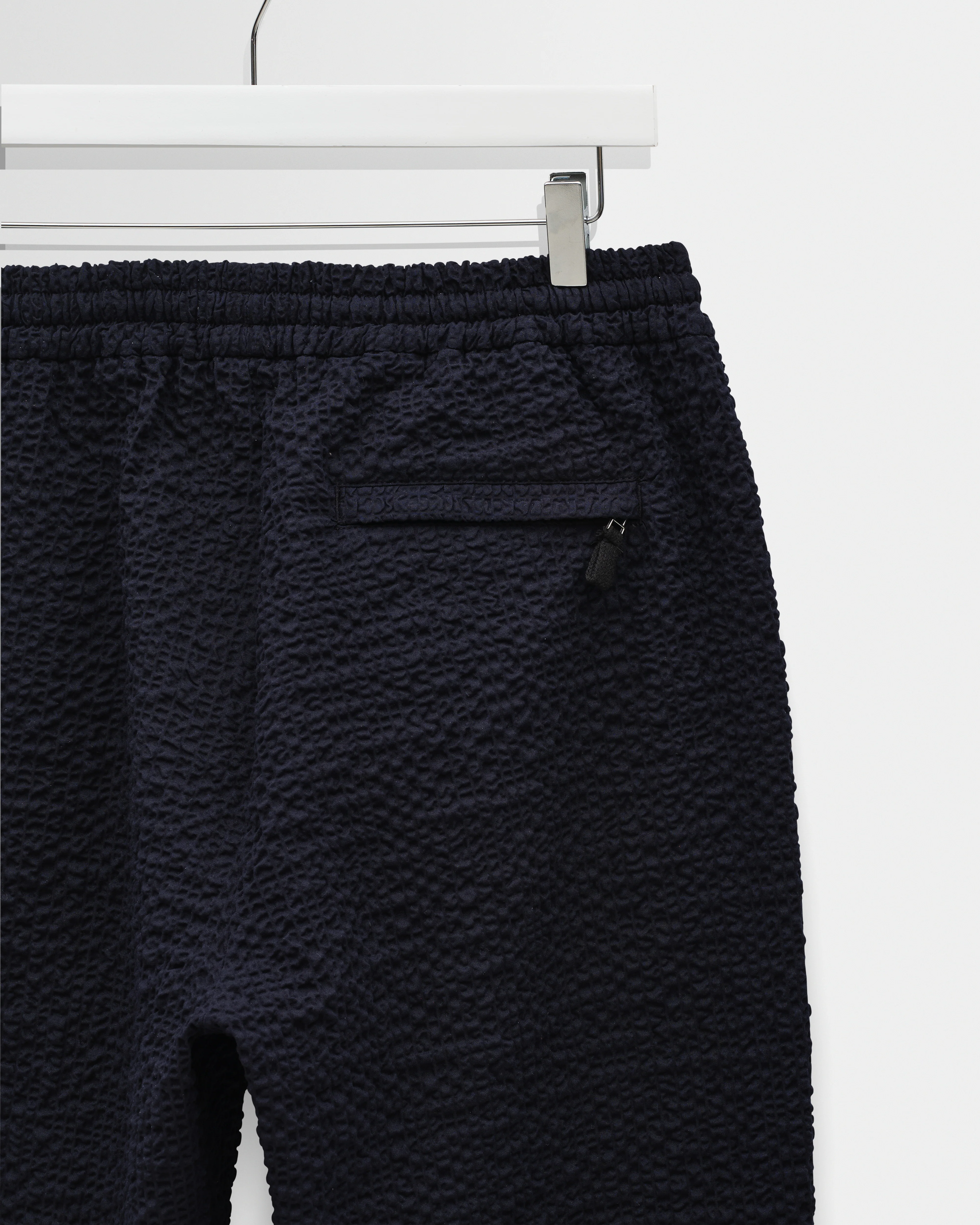 Tyne - Dark Navy Jumbo Seersucker Loose Fit Trousers - Image 8