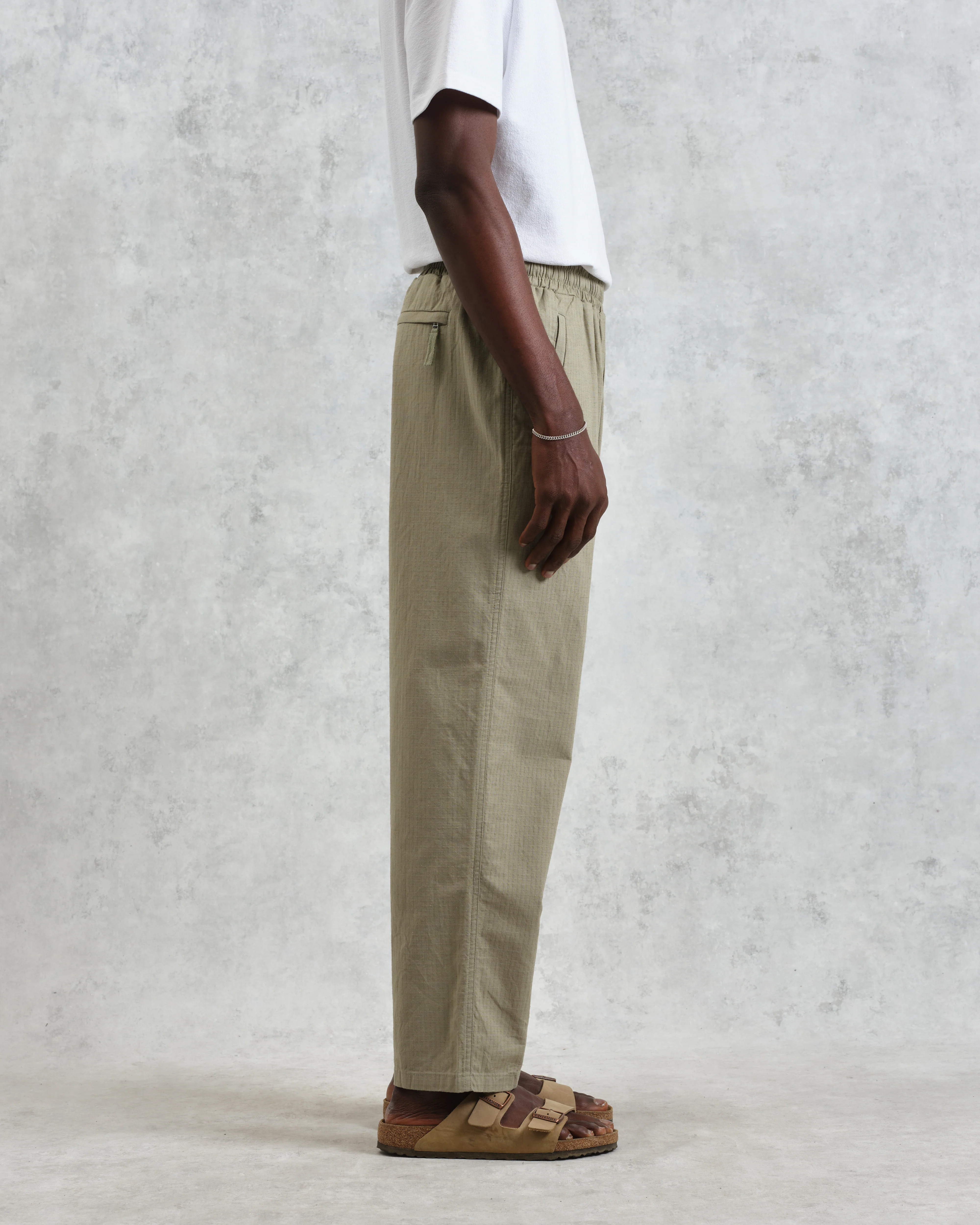 Tyne - Light Khaki Cotton-Linen Ripstop Trousers - Image 5