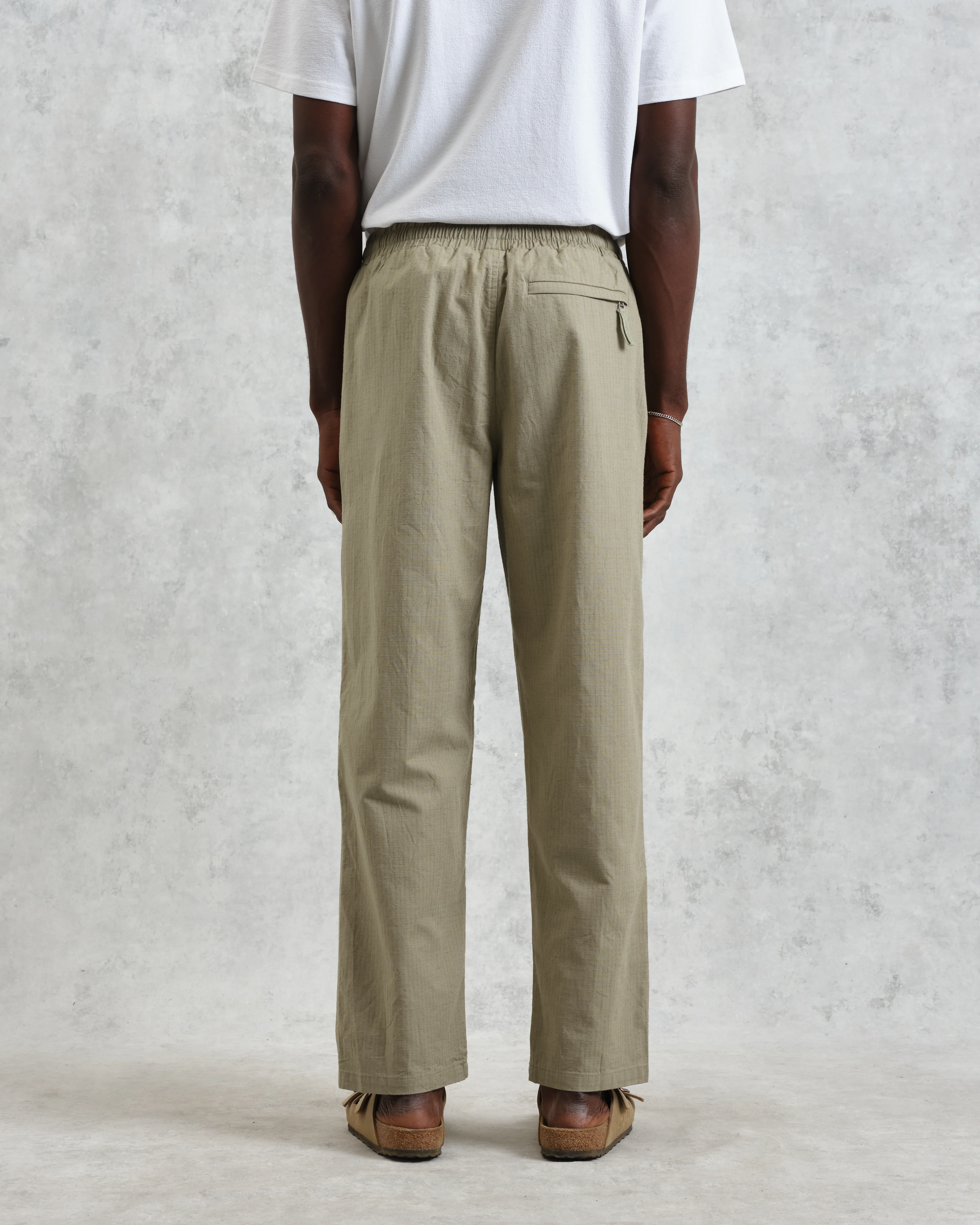 Tyne - Light Khaki Cotton-Linen Ripstop Trousers - Image 6