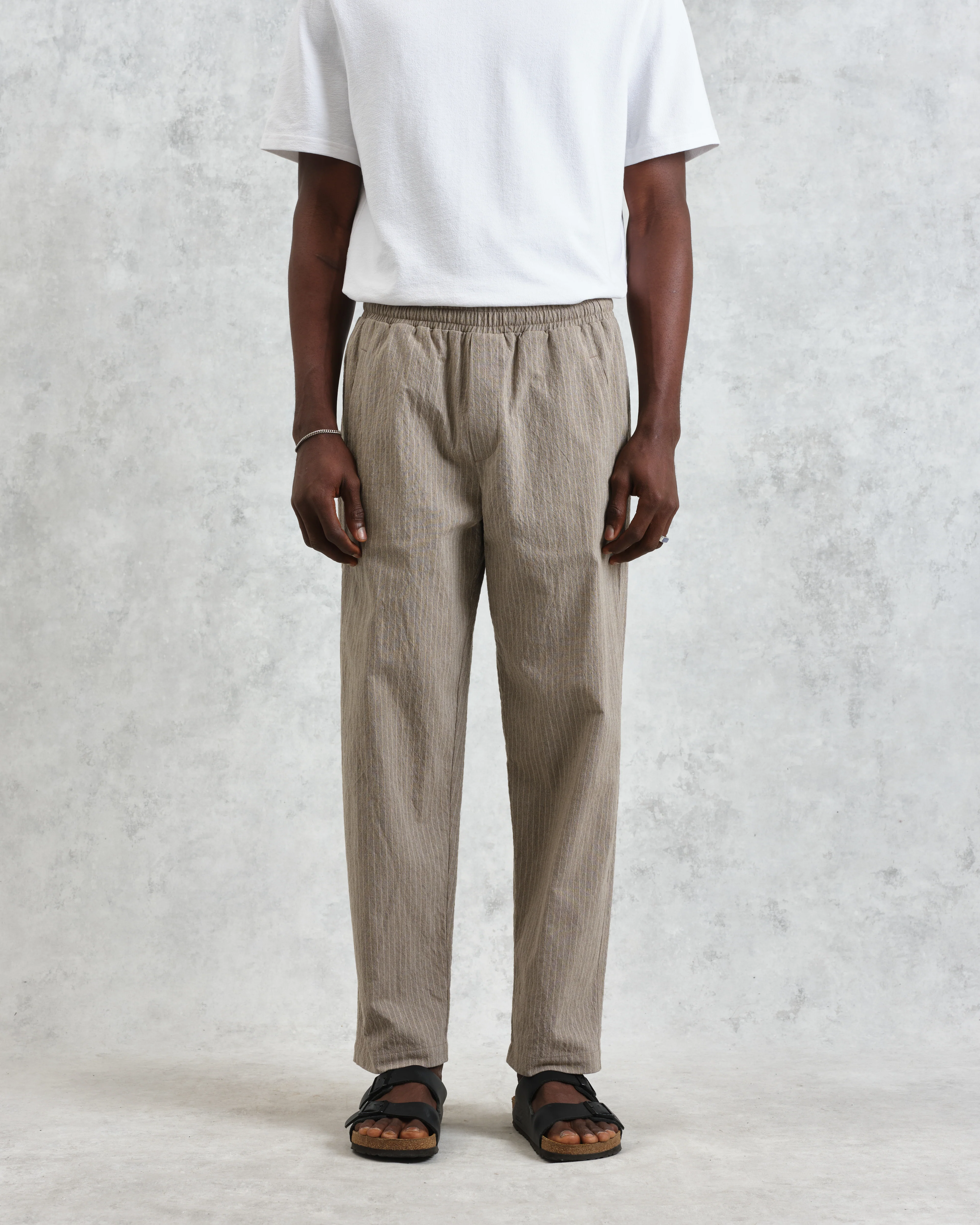 Tyne - Natural Chalk Stripe Trousers - Image 3