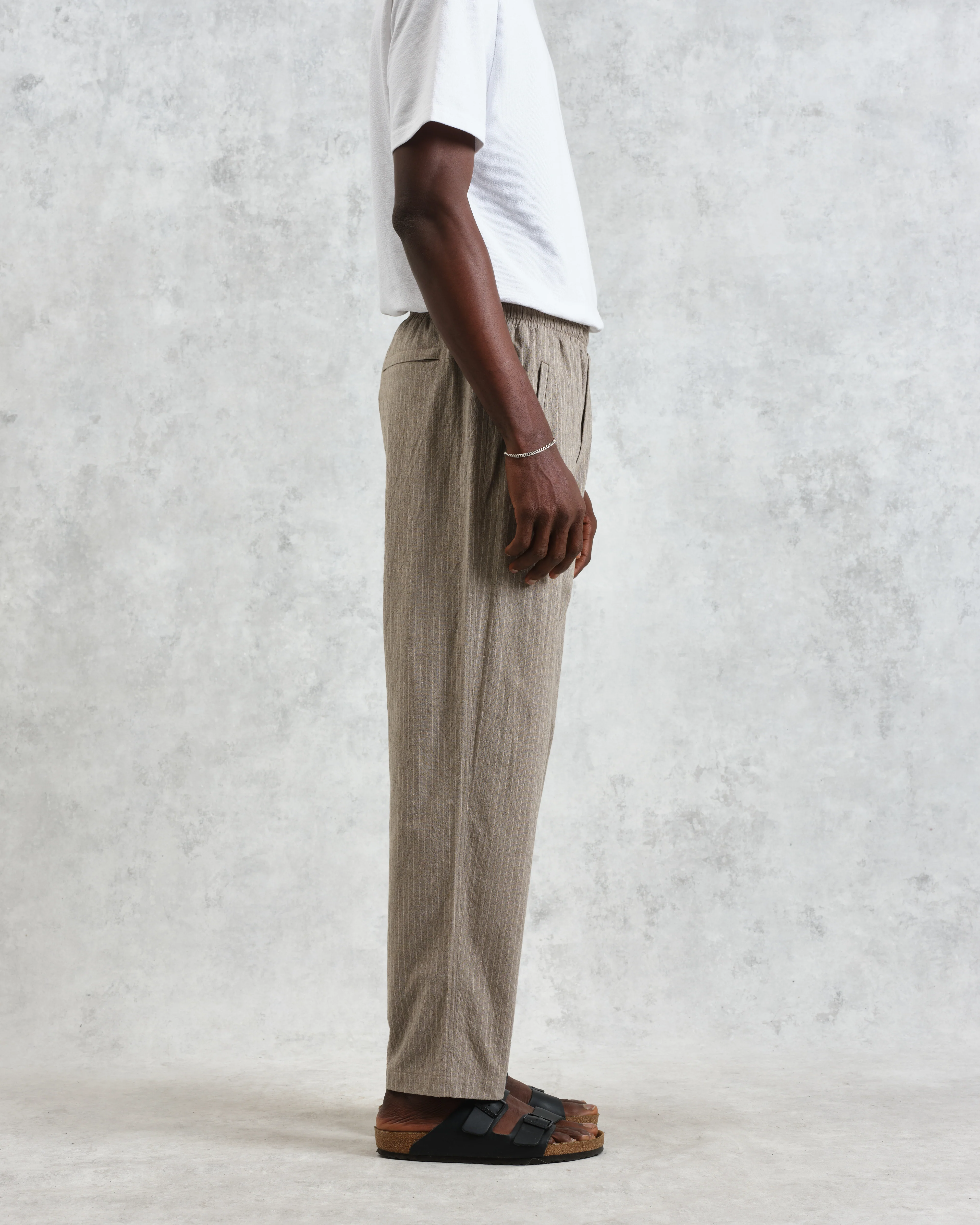 Tyne - Natural Chalk Stripe Trousers - Image 5
