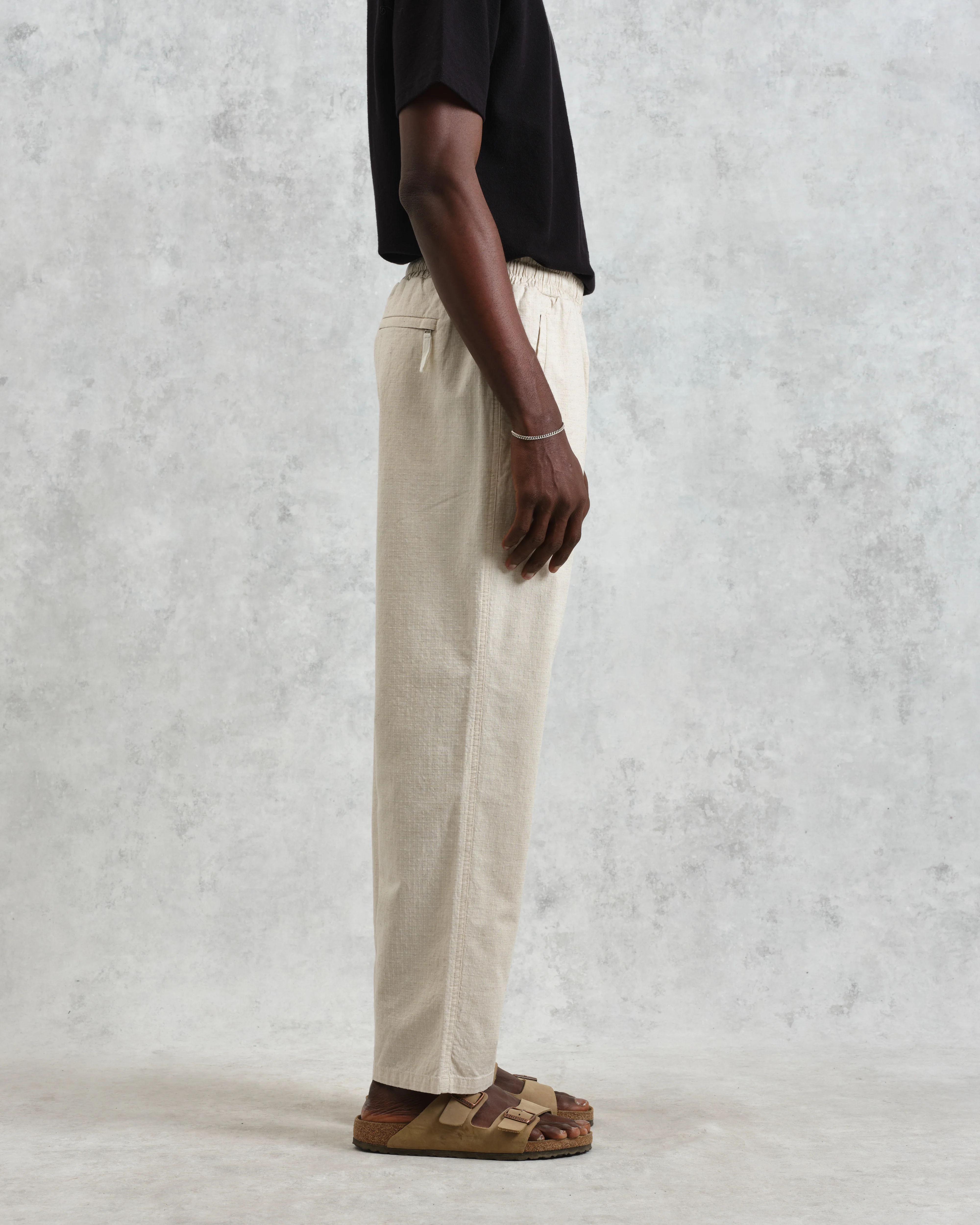 Tyne - Natural Cotton-Linen Ripstop Trousers - Image 5
