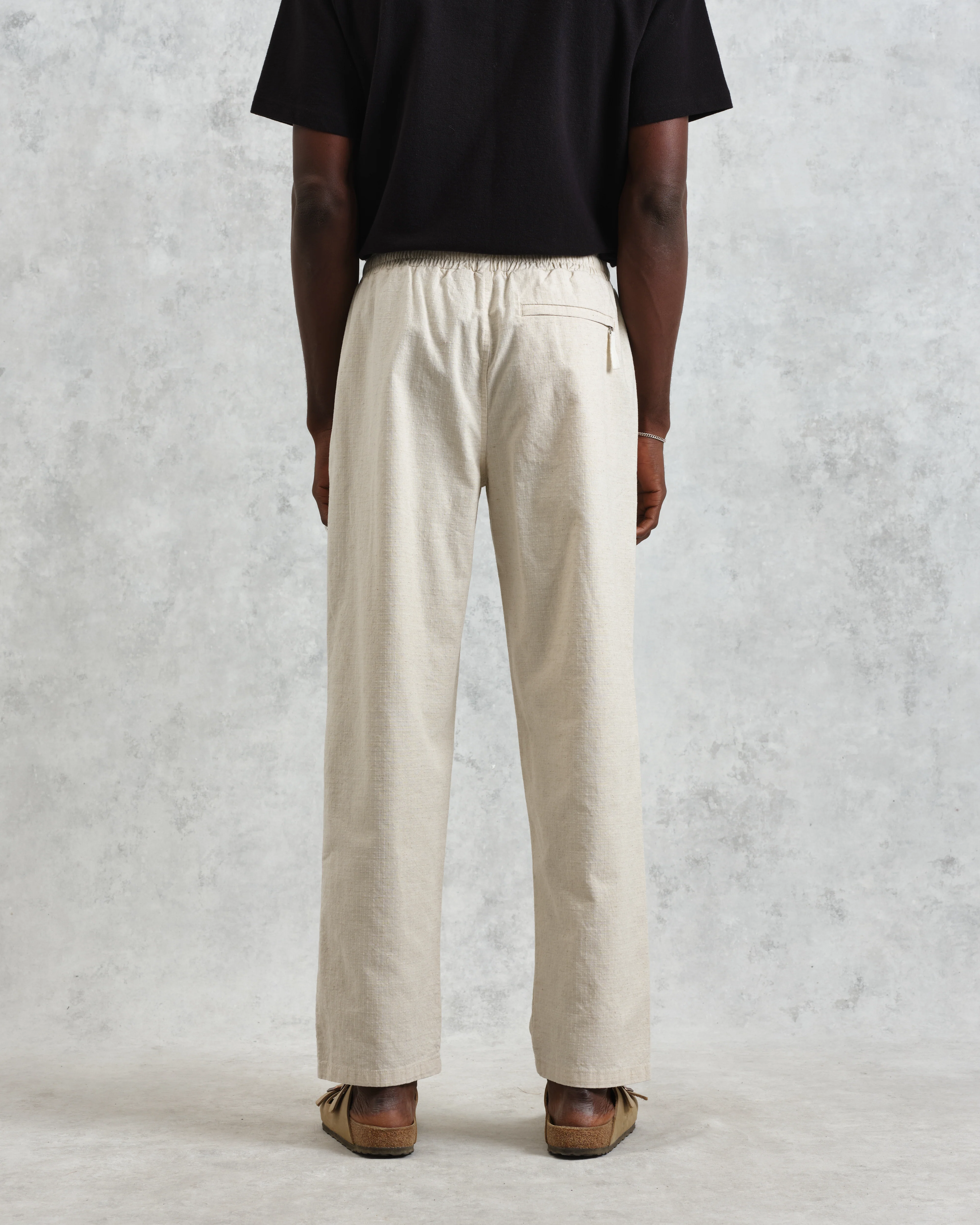 Tyne - Natural Cotton-Linen Ripstop Trousers - Image 6