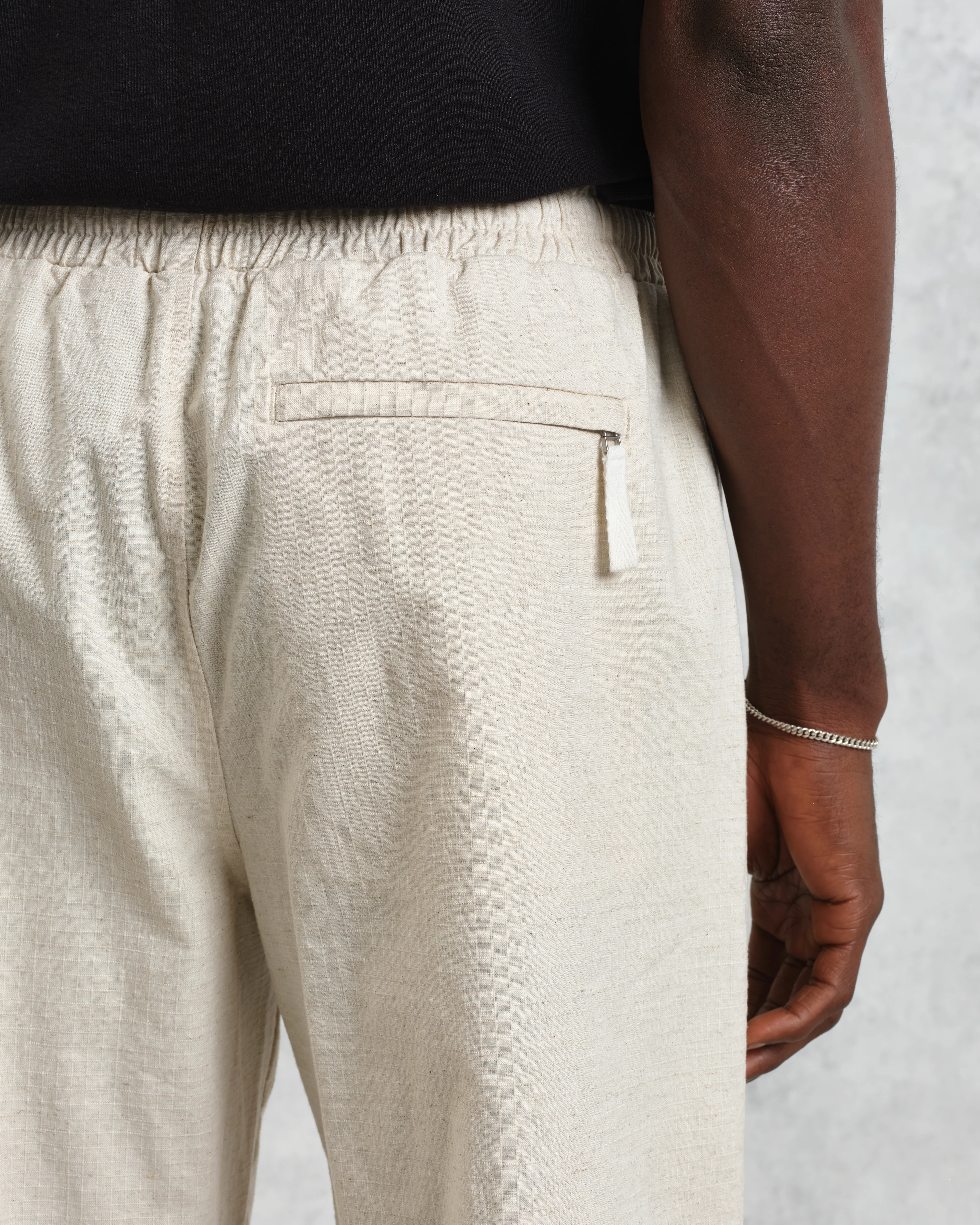 Tyne - Natural Cotton-Linen Ripstop Trousers - Image 7