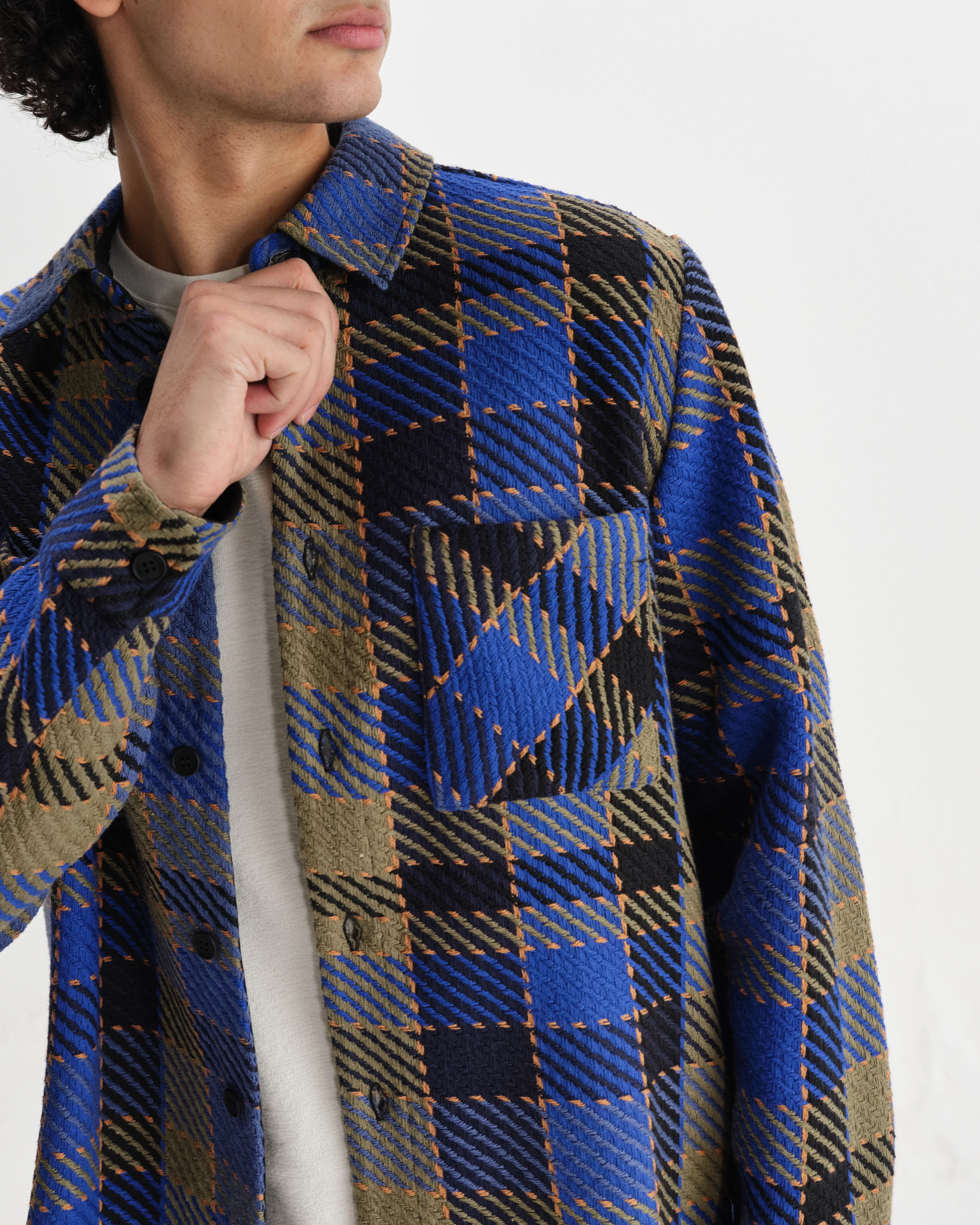 Whiting - Blue And Khaki Pike Check Overshirt - Image 3