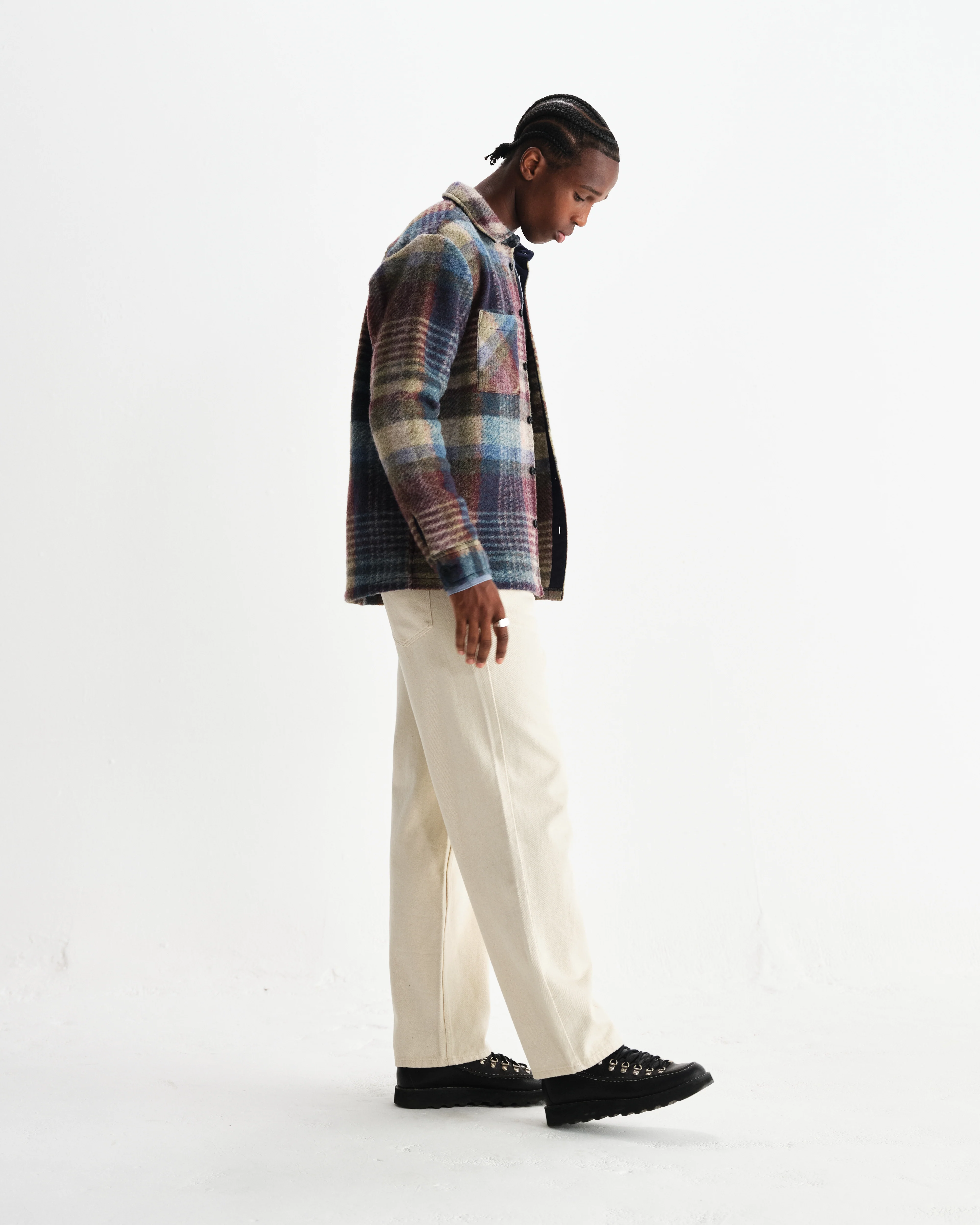 Whiting - Blue And Multicolour Check Wool Overshirt - Image 5