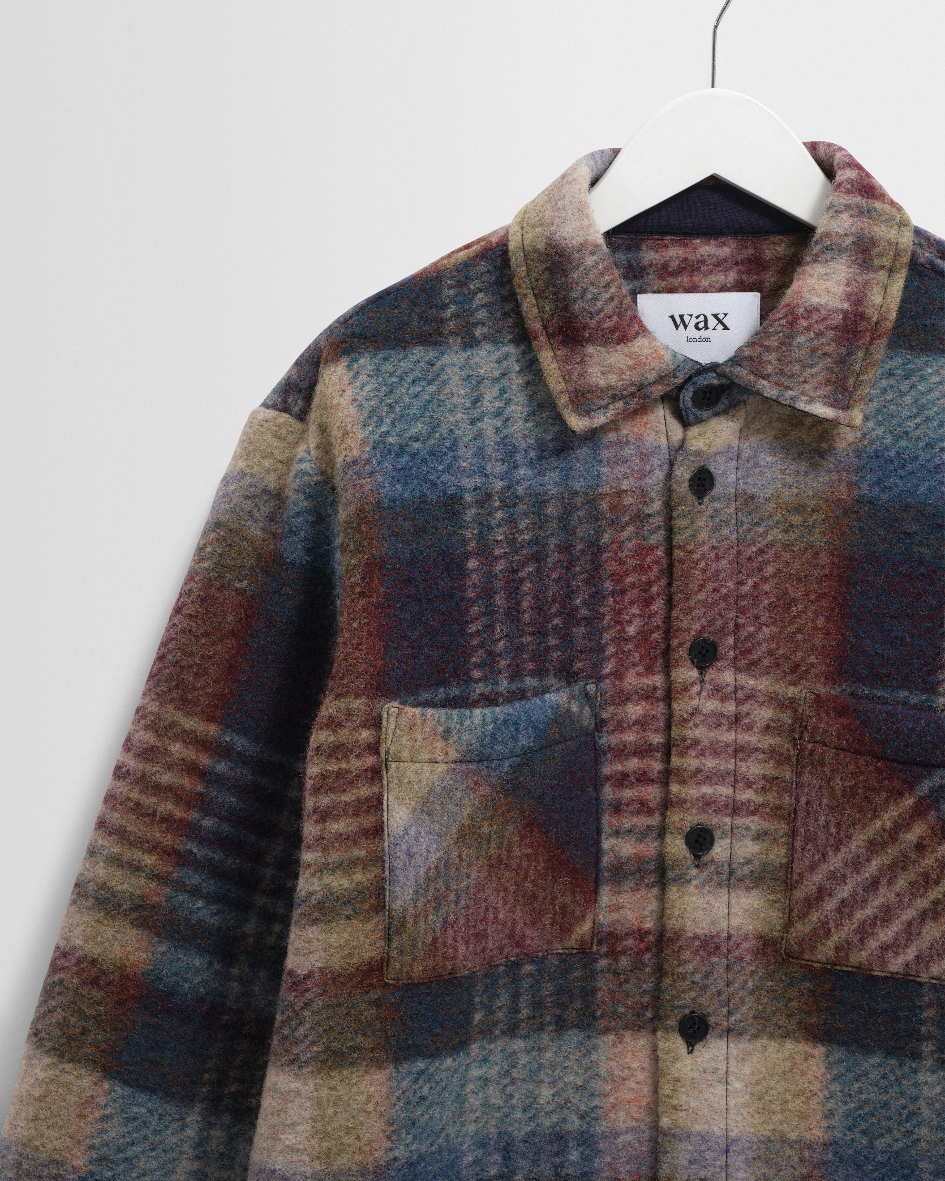 Whiting - Blue And Multicolour Check Wool Overshirt - Image 7