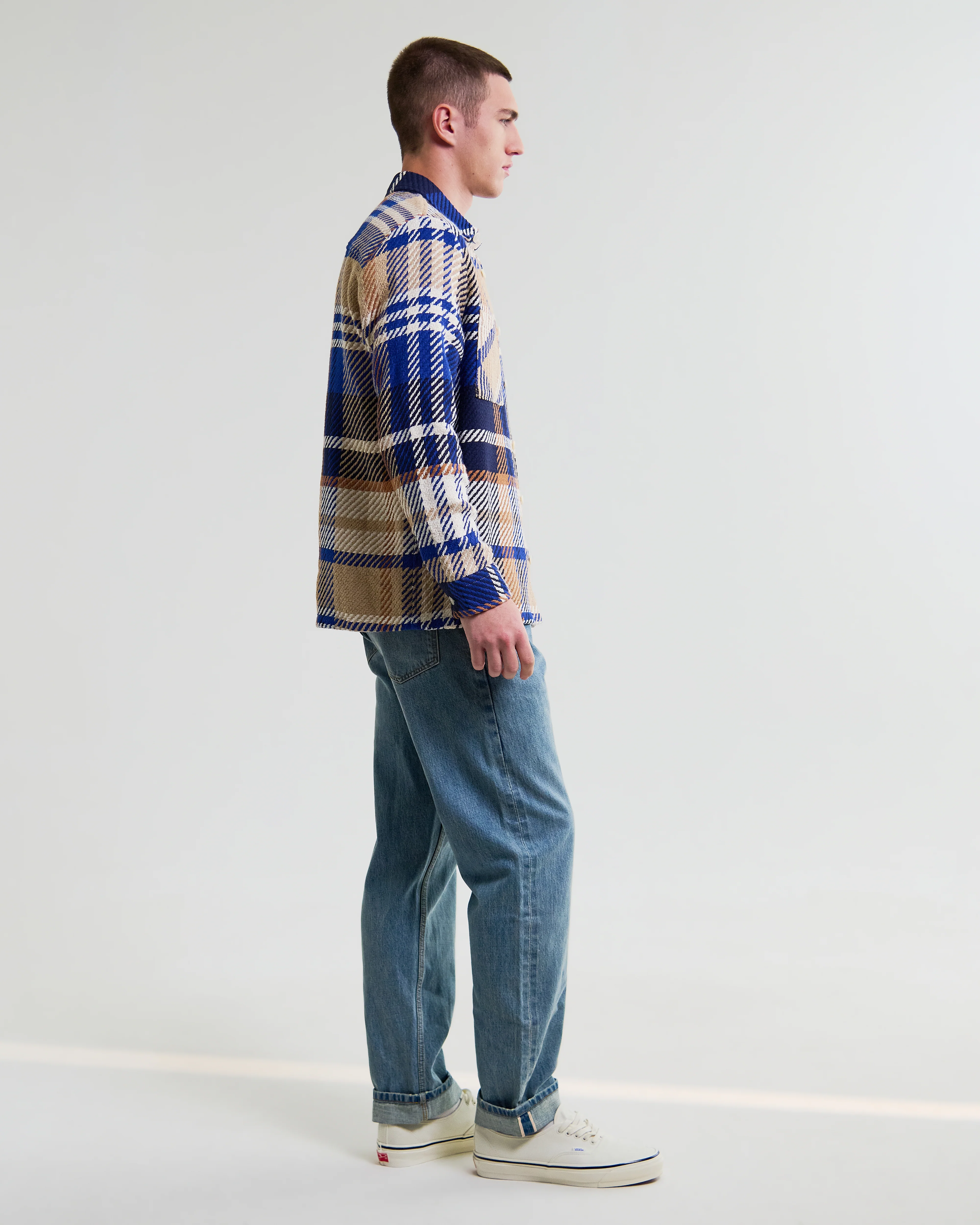 Whiting - Blue And Tan Bold Check Overshirt - Image 4