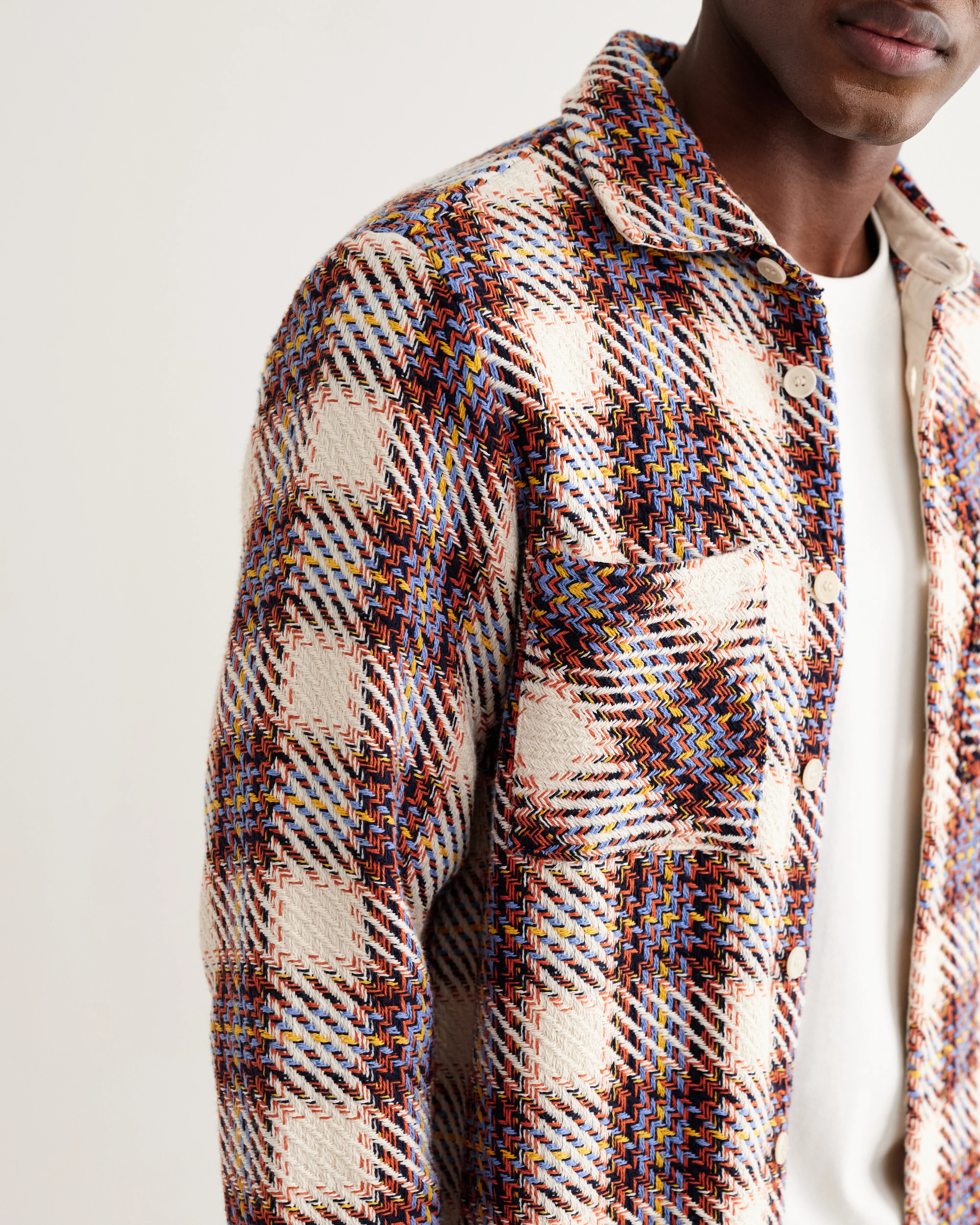 Whiting - Ecru And Multicolour Hutton Check Overshirt - Image 4