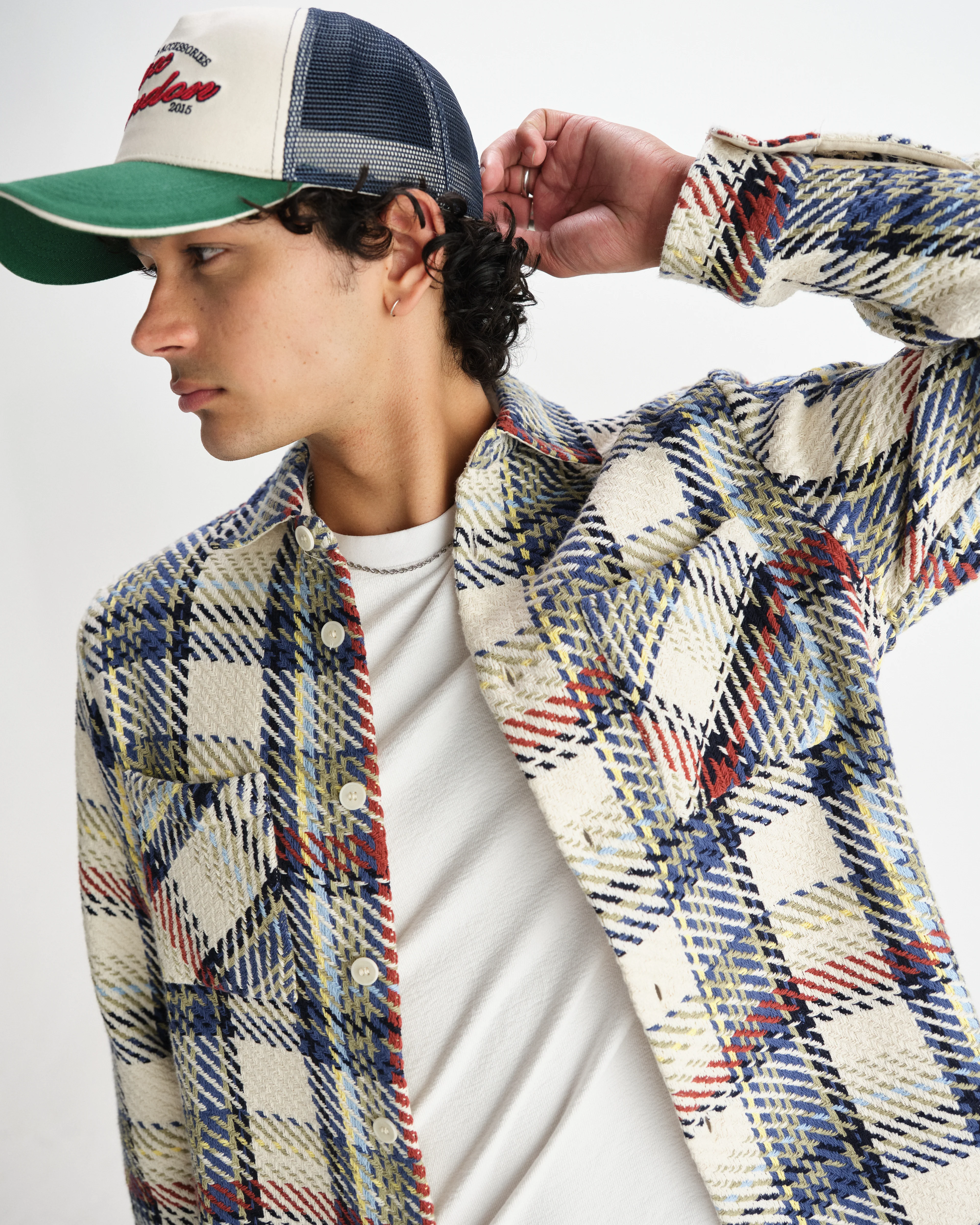 Whiting - Ecru And Multicolour Jazz Weave Overshirt - Image 3