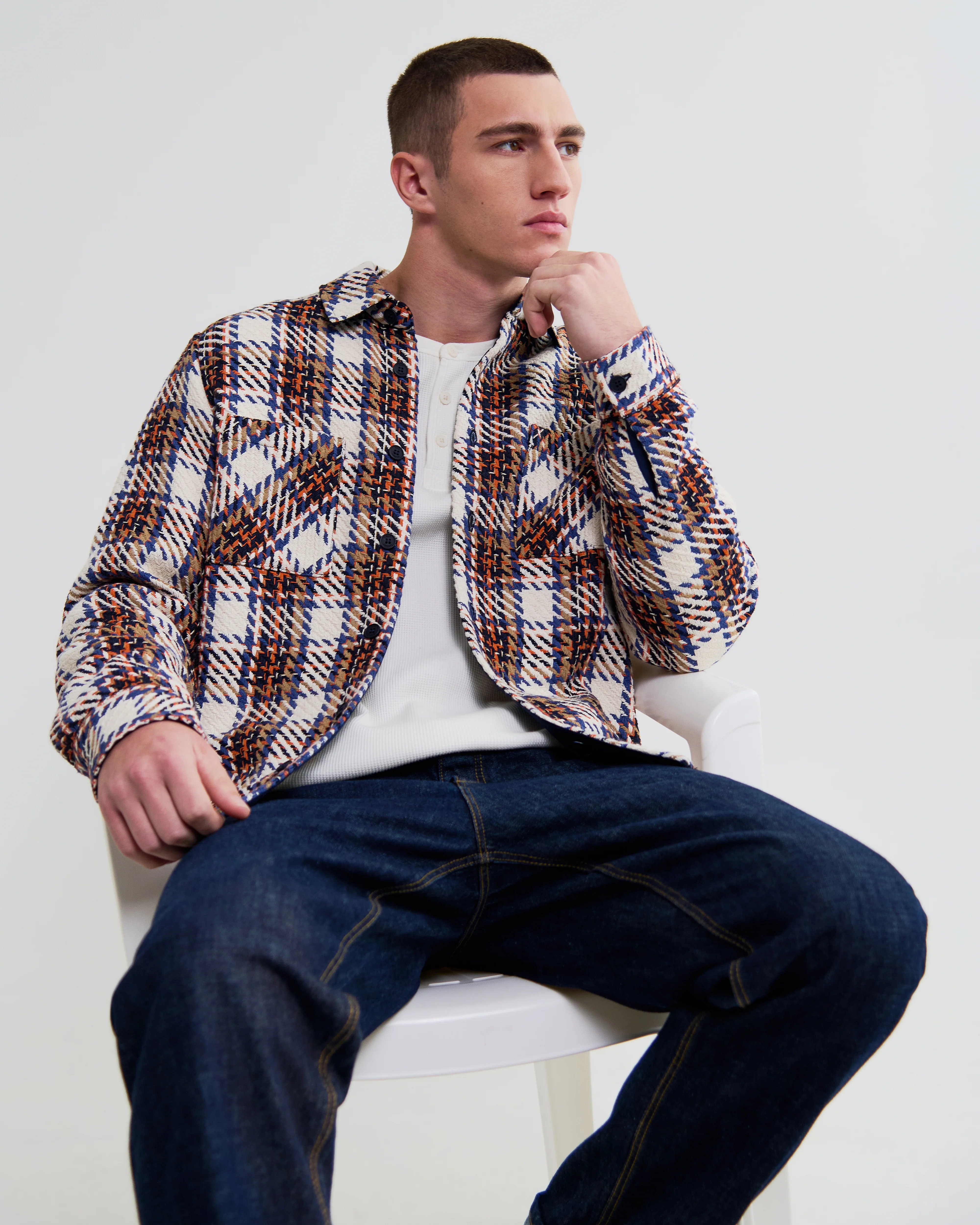 Whiting - Ecru And Multicolour Zoar Check Overshirt - Image 3