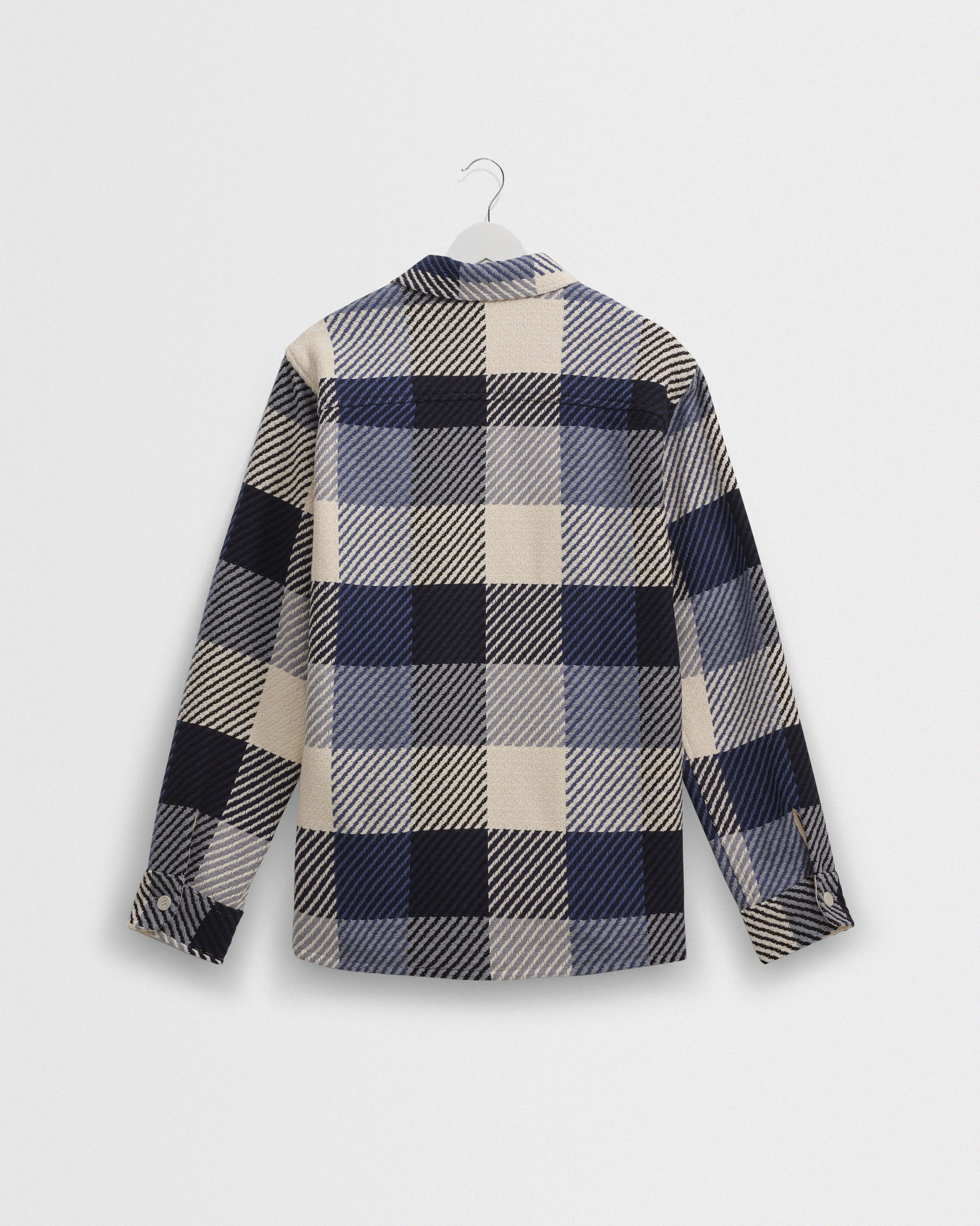 Whiting - Navy And Ecru Block Check Overshirt - Image 10
