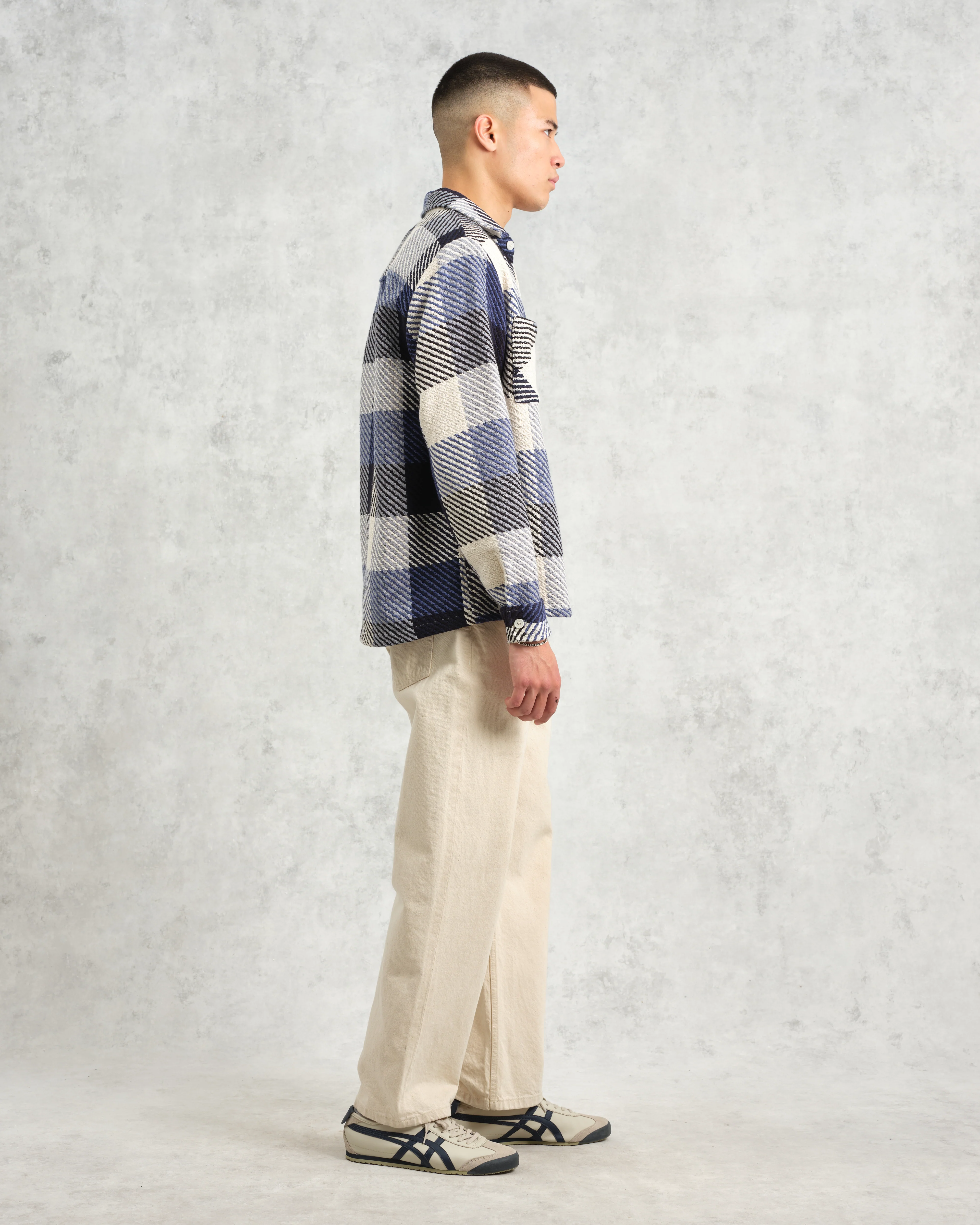 Whiting - Navy And Ecru Block Check Overshirt - Image 6