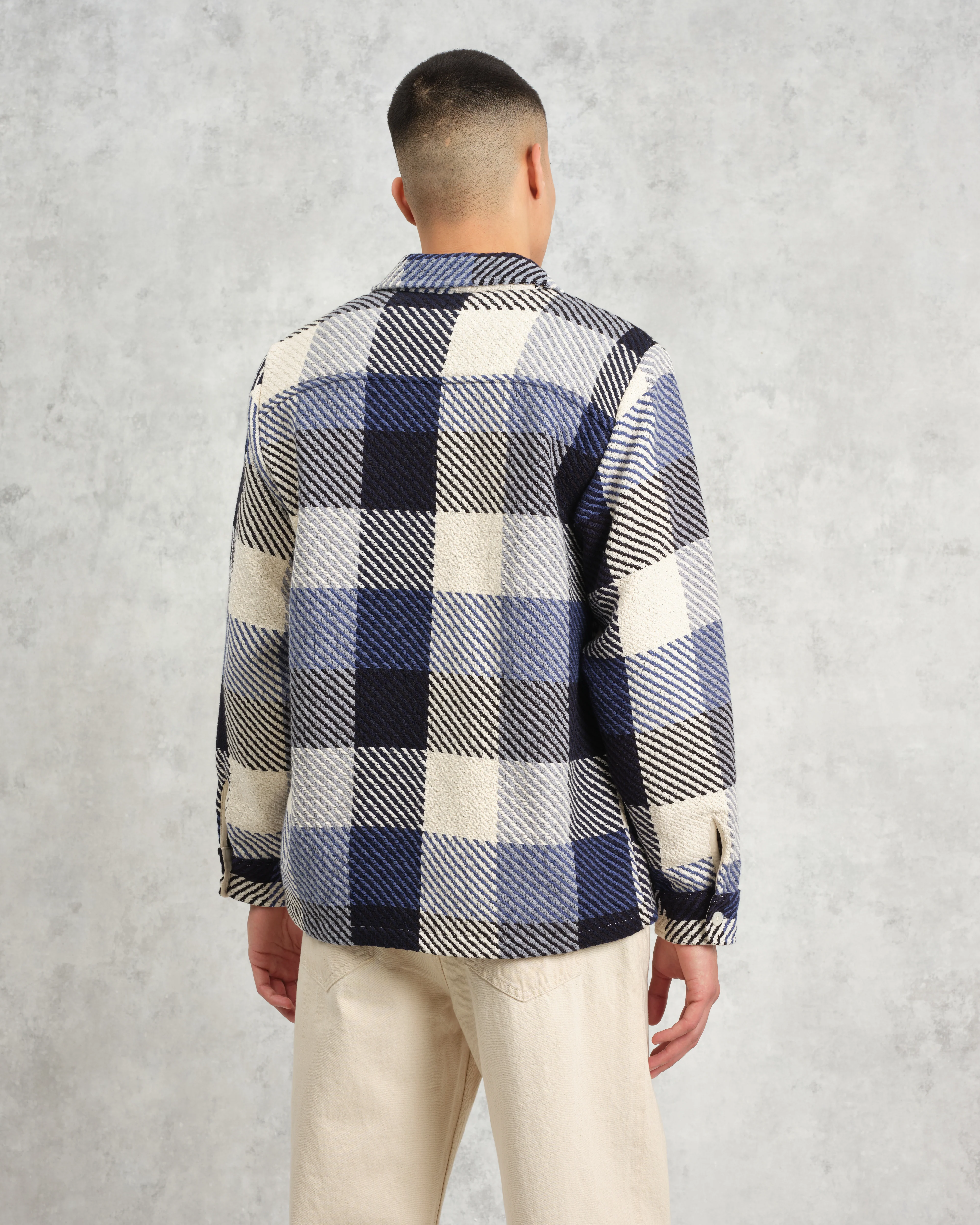 Whiting - Navy And Ecru Block Check Overshirt - Image 8
