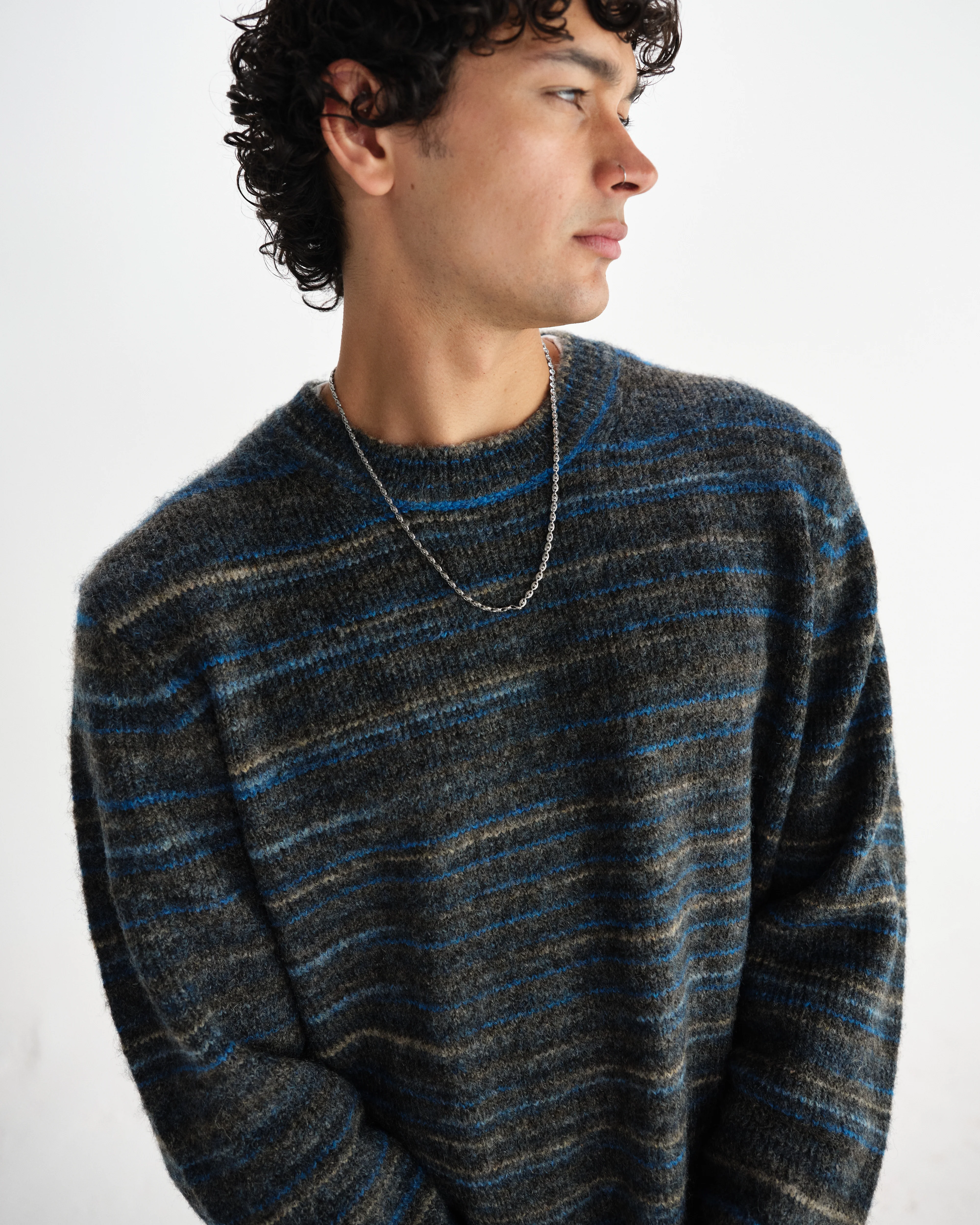 Wilde - Grey And Teal Space Dye Wool Crewneck - Image 3