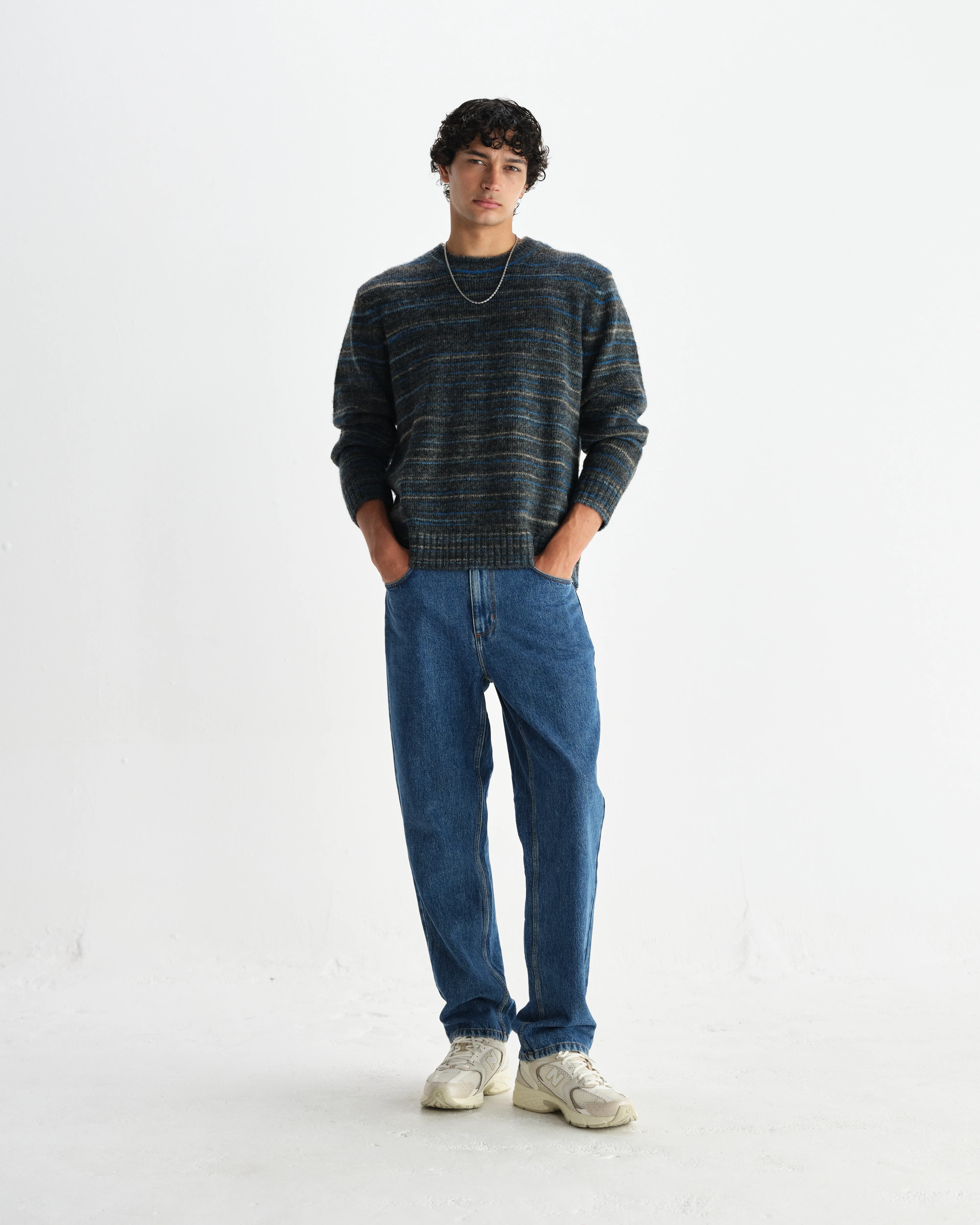Wilde - Grey And Teal Space Dye Wool Crewneck - Image 4